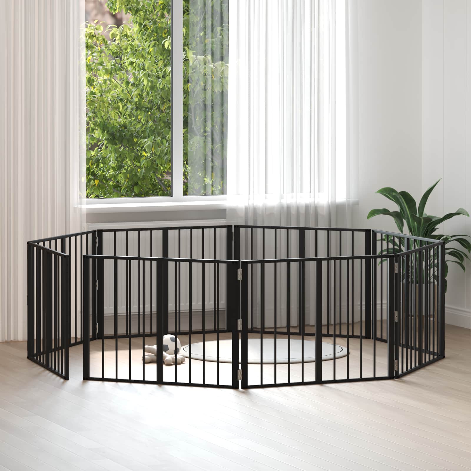 Hundetor 8 pcs Schwarz 80 x 60 cm Verzinkter Stahl