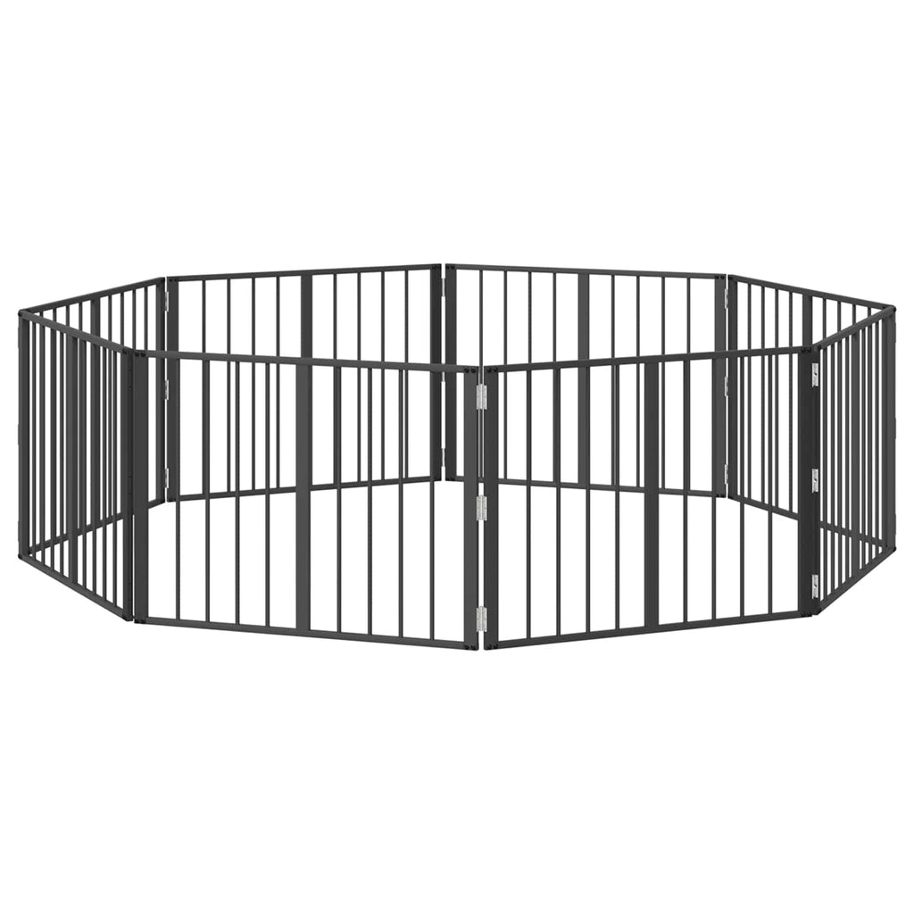 Hundetor 8 pcs Schwarz 80 x 60 cm Verzinkter Stahl