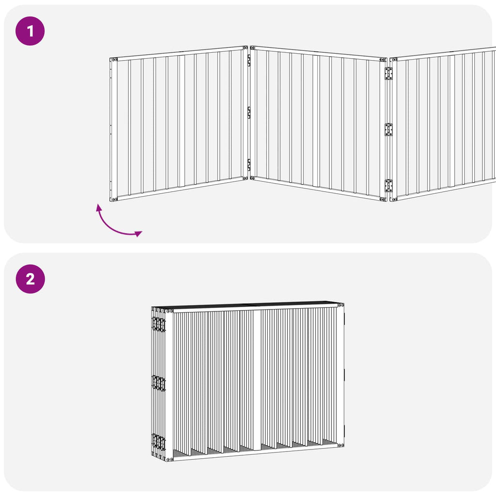Hundetor 8 pcs Schwarz 80 x 60 cm Verzinkter Stahl
