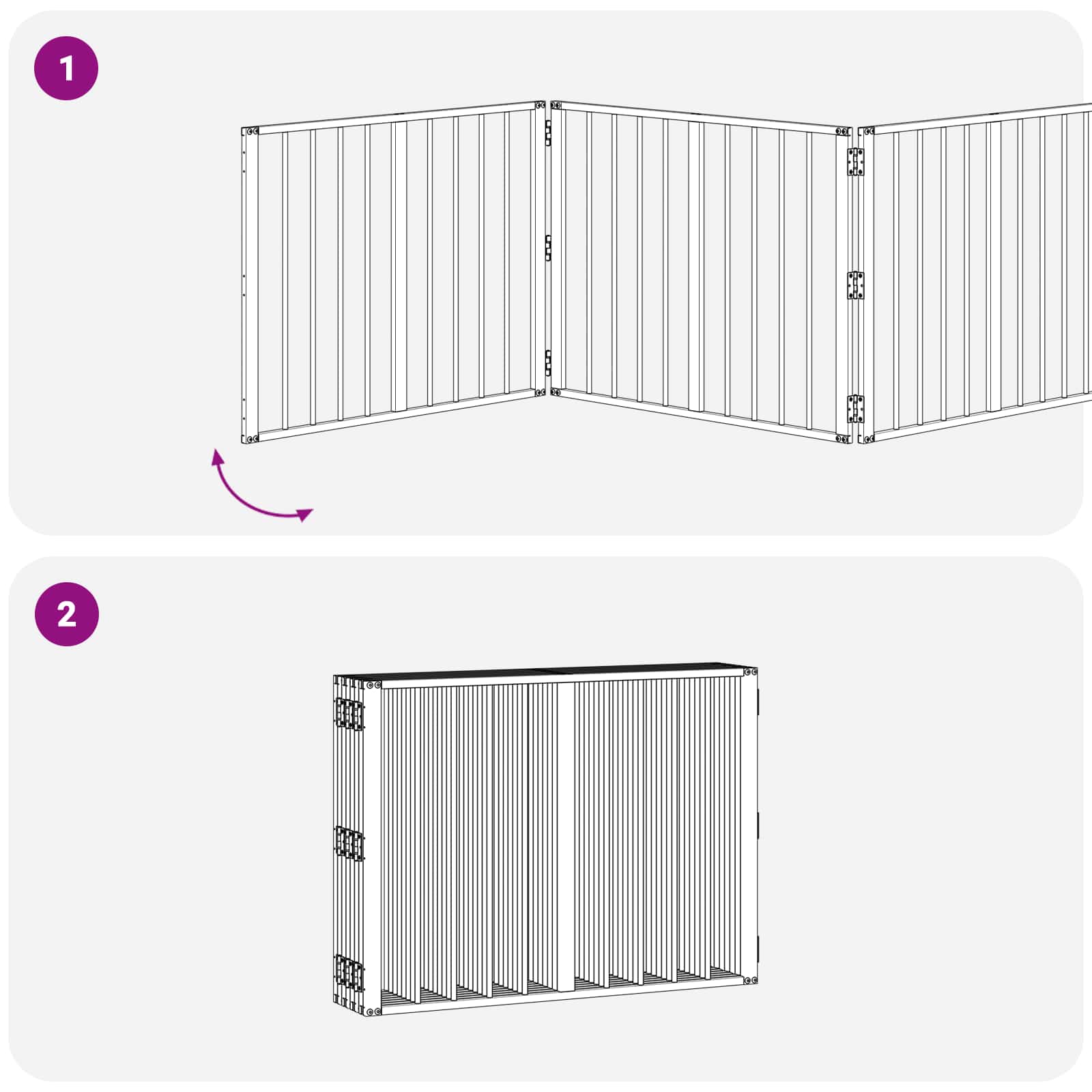 Hundetor 8 pcs Schwarz 80 x 60 cm Verzinkter Stahl
