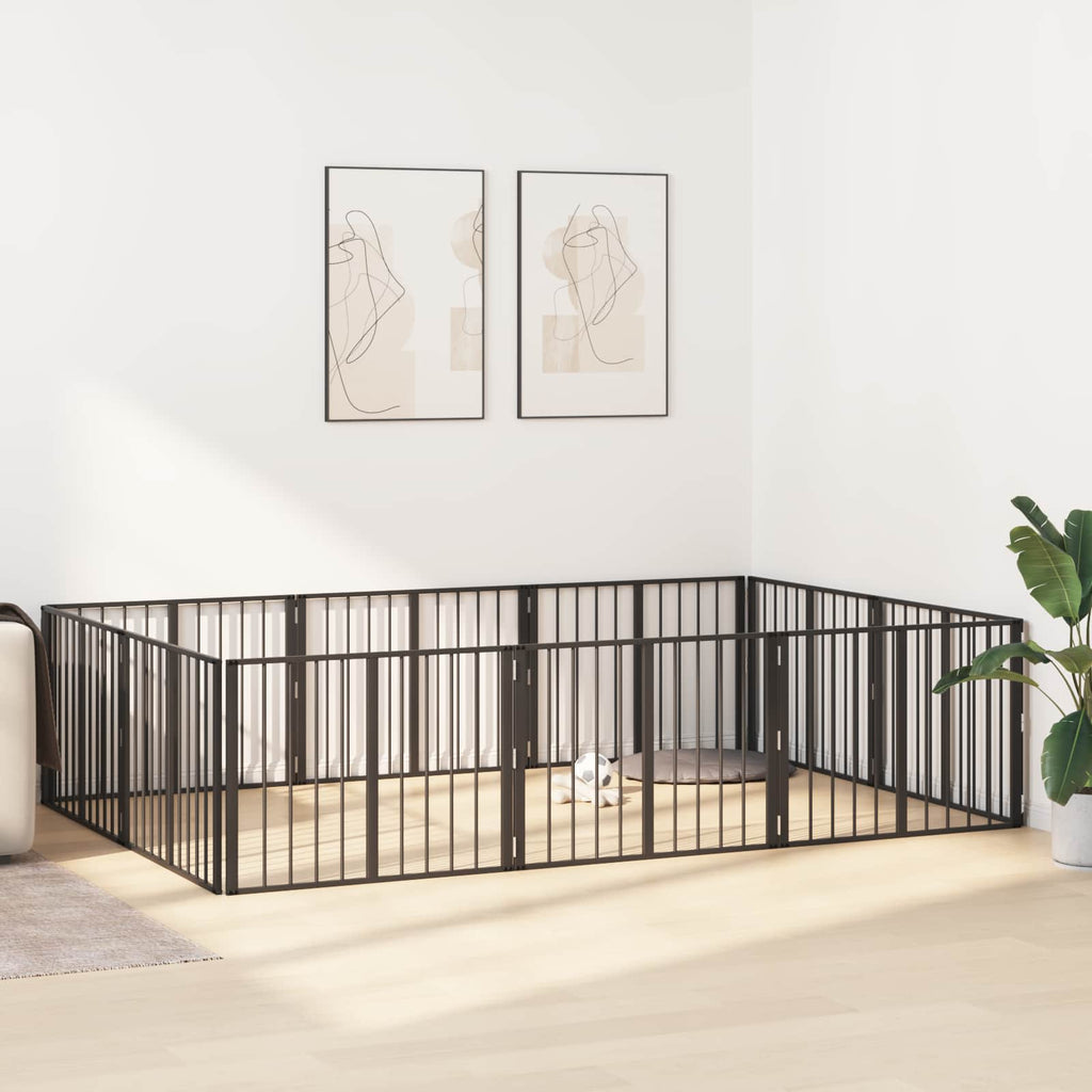 Hundetor 10 pcs Schwarz 80 x 60 cm Verzinkter Stahl