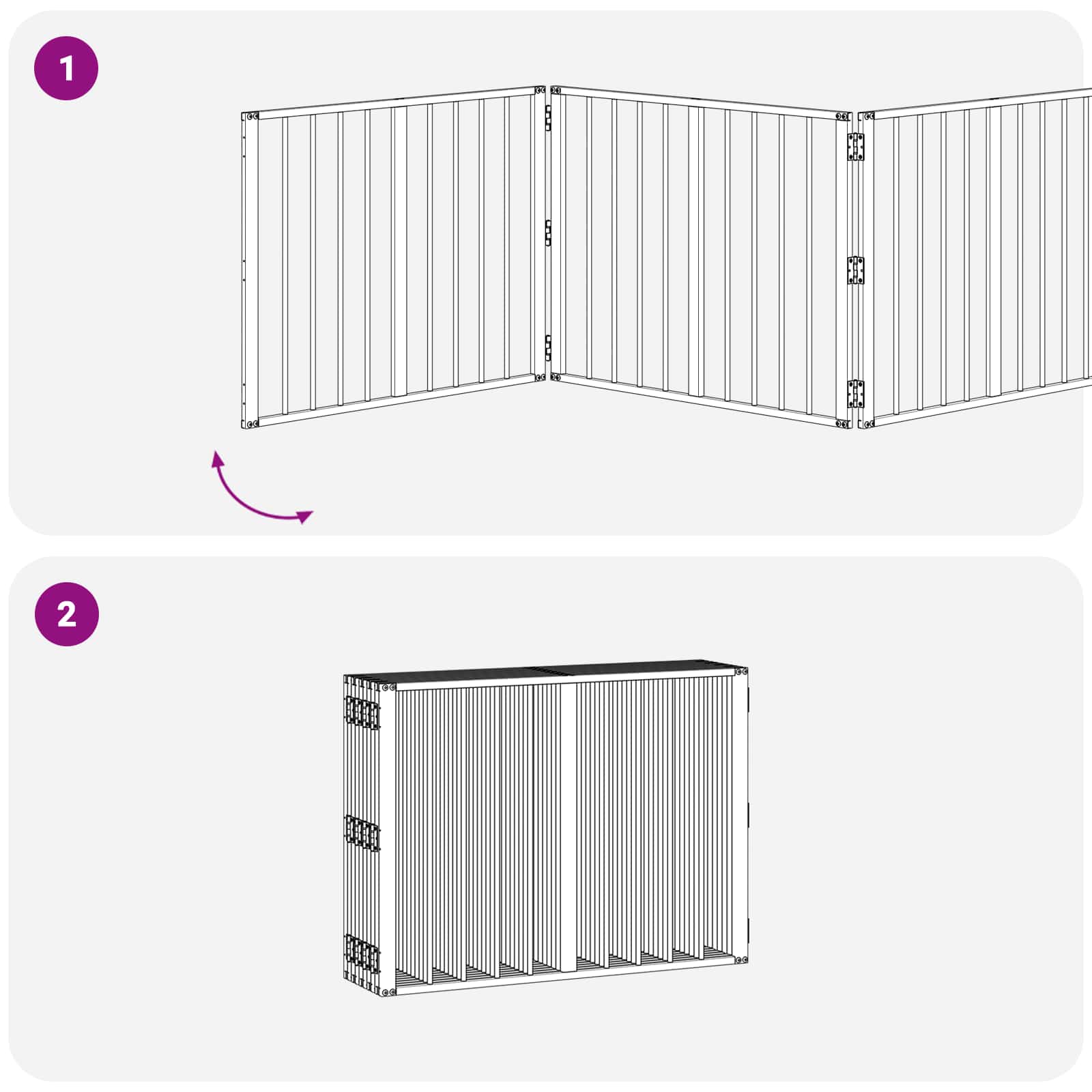 Hundetor 10 pcs Schwarz 80 x 60 cm Verzinkter Stahl