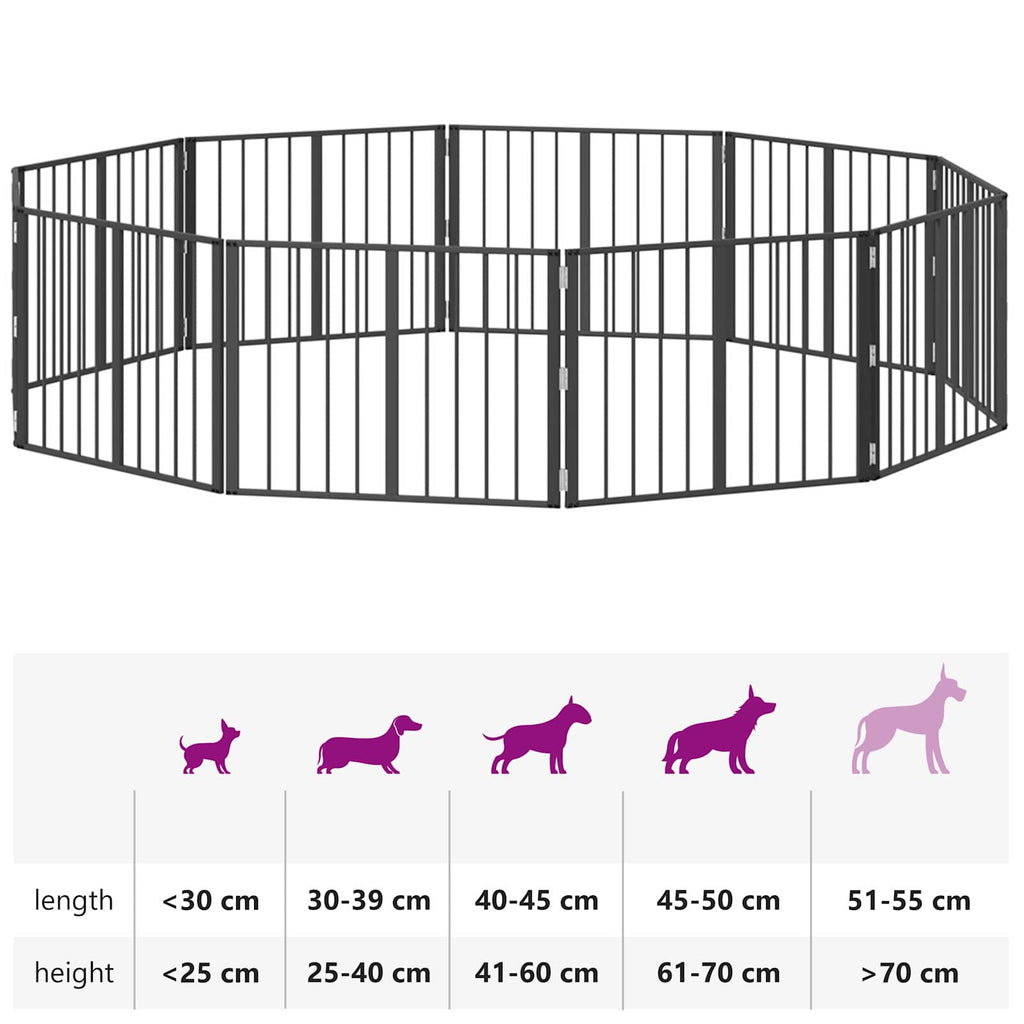 Hundetor 10 pcs Schwarz 80 x 60 cm Verzinkter Stahl