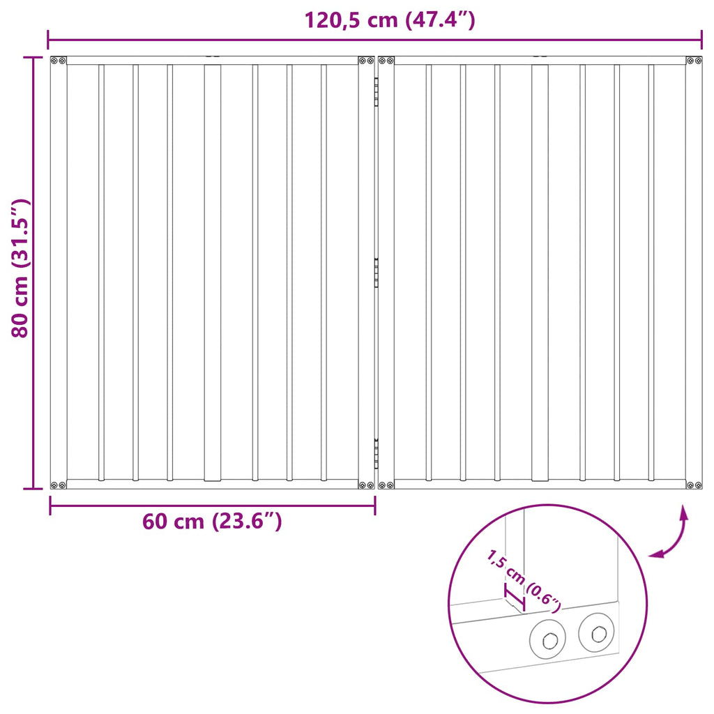 Hundetor 2 pcs Schwarz 60 x 80 cm Verzinkter Stahl