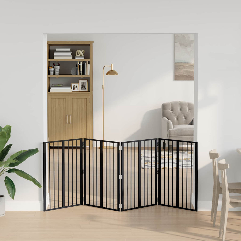 Hundetor 4 pcs Schwarz 60 x 80 cm Verzinkter Stahl