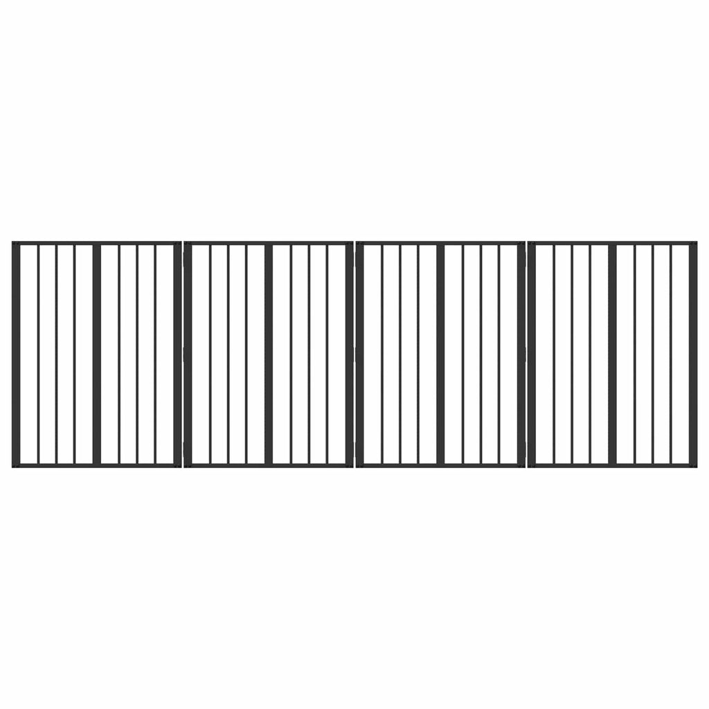 Hundetor 4 pcs Schwarz 60 x 80 cm Verzinkter Stahl