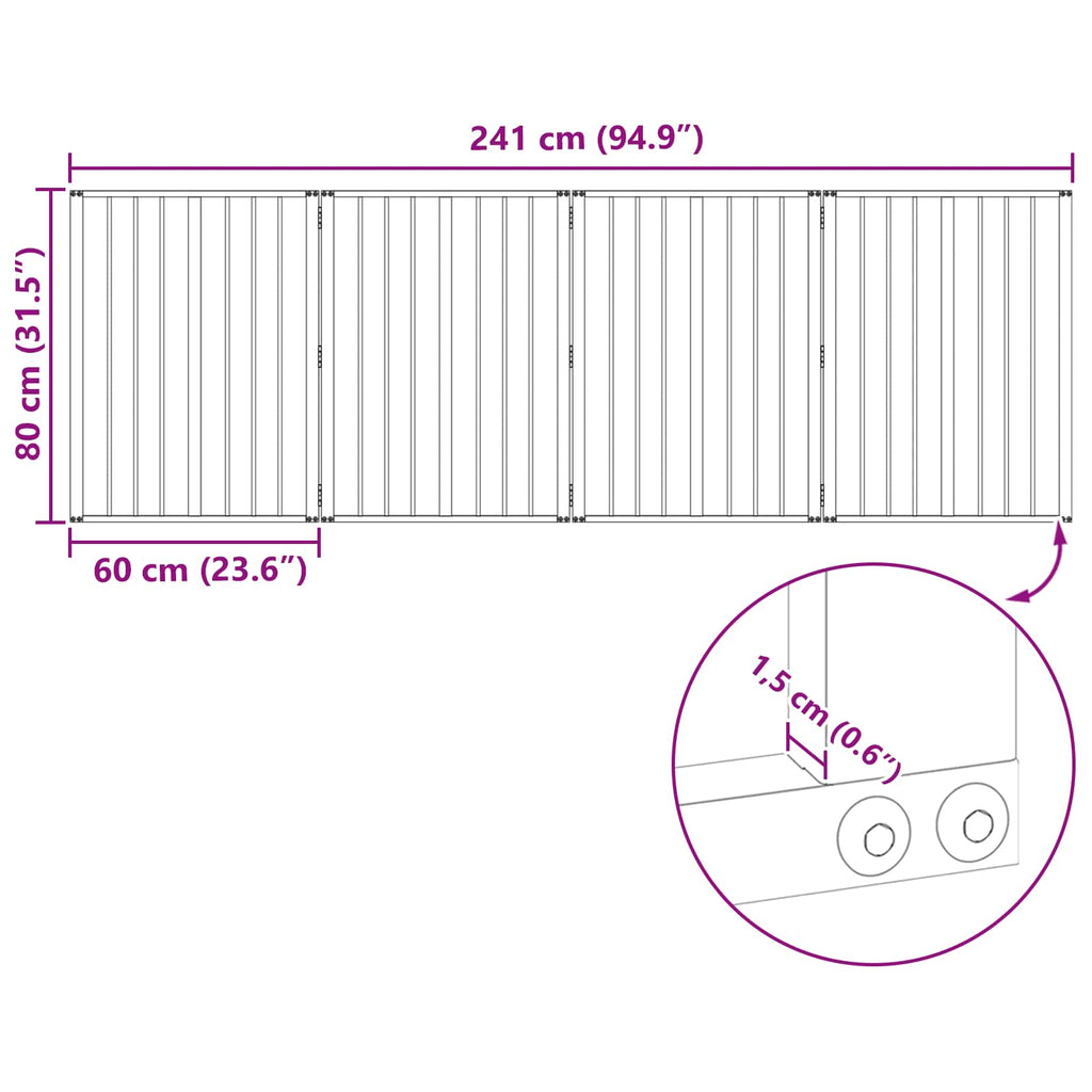 Hundetor 4 pcs Schwarz 60 x 80 cm Verzinkter Stahl