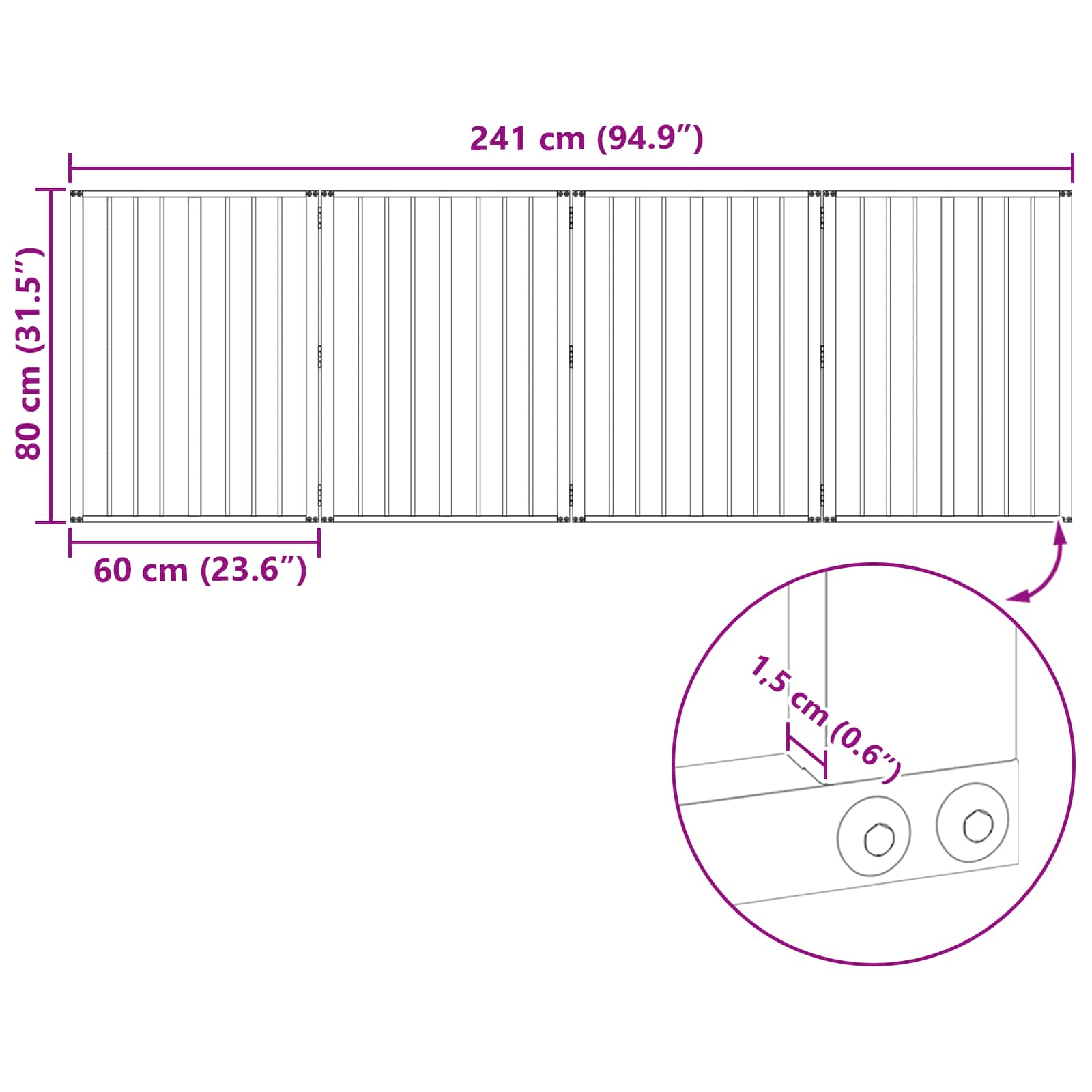 Hundetor 4 pcs Schwarz 60 x 80 cm Verzinkter Stahl