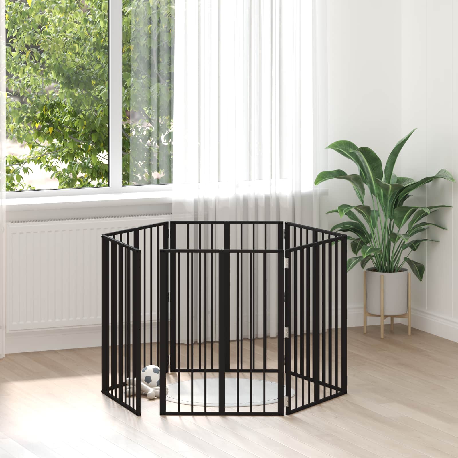 Hundetor 6 pcs Schwarz 60 x 80 cm Verzinkter Stahl