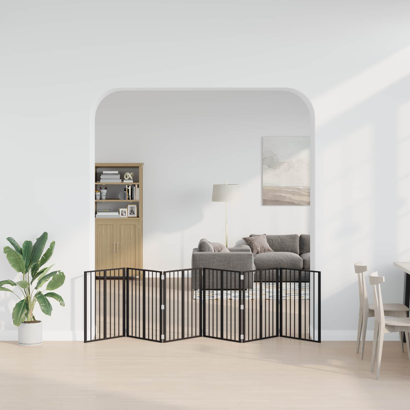 Hundetor 6 pcs Schwarz 60 x 80 cm Verzinkter Stahl