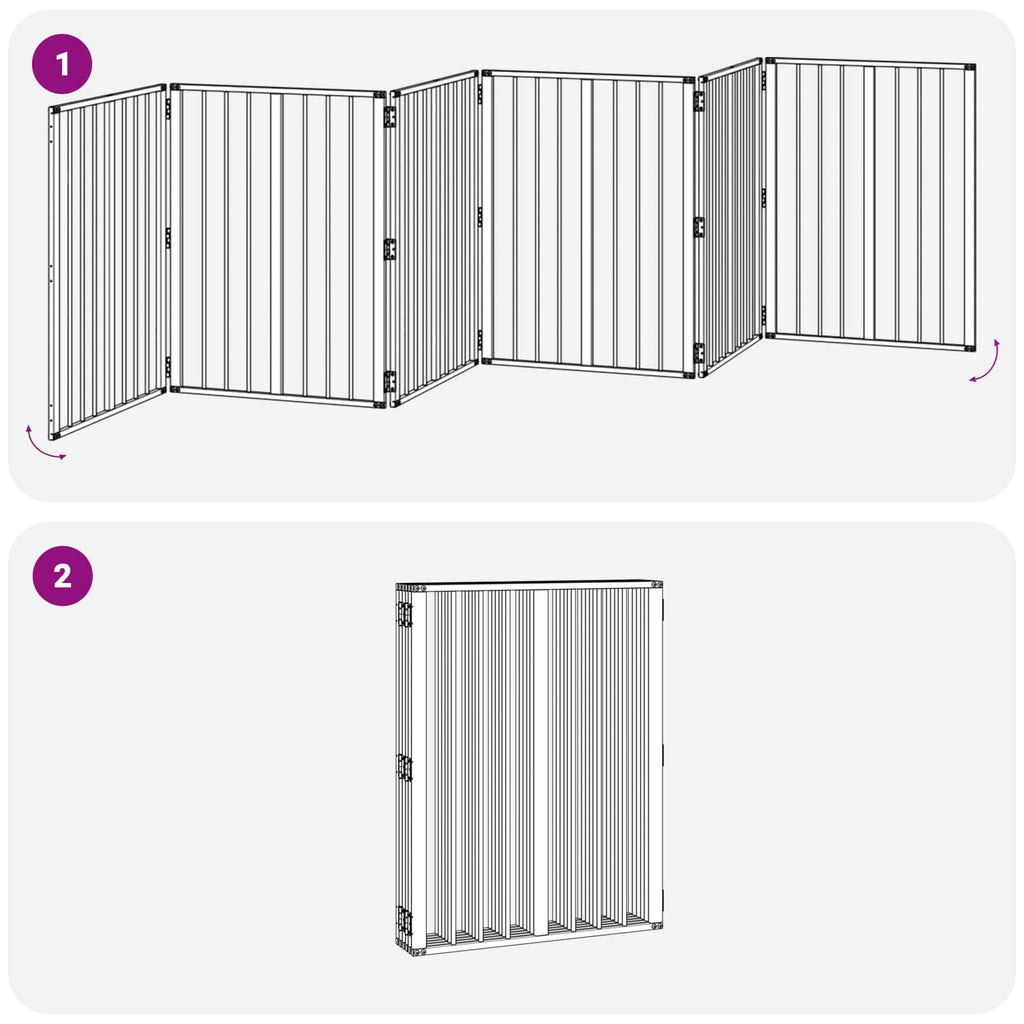 Hundetor 6 pcs Schwarz 60 x 80 cm Verzinkter Stahl