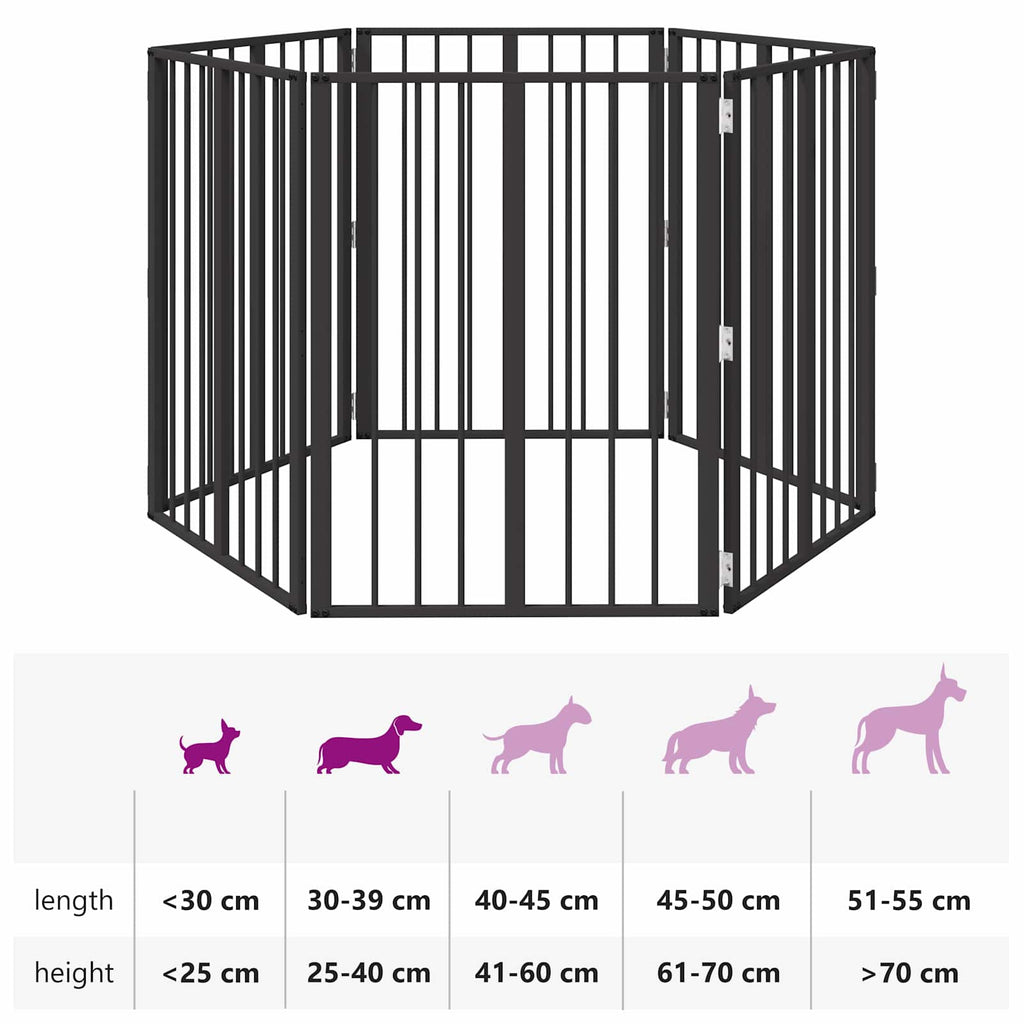 Hundetor 6 pcs Schwarz 60 x 80 cm Verzinkter Stahl