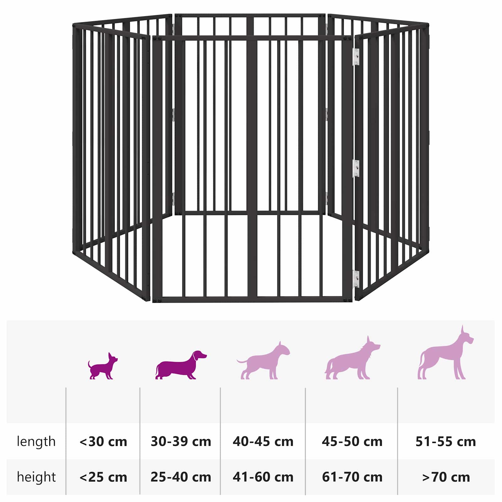 Hundetor 6 pcs Schwarz 60 x 80 cm Verzinkter Stahl