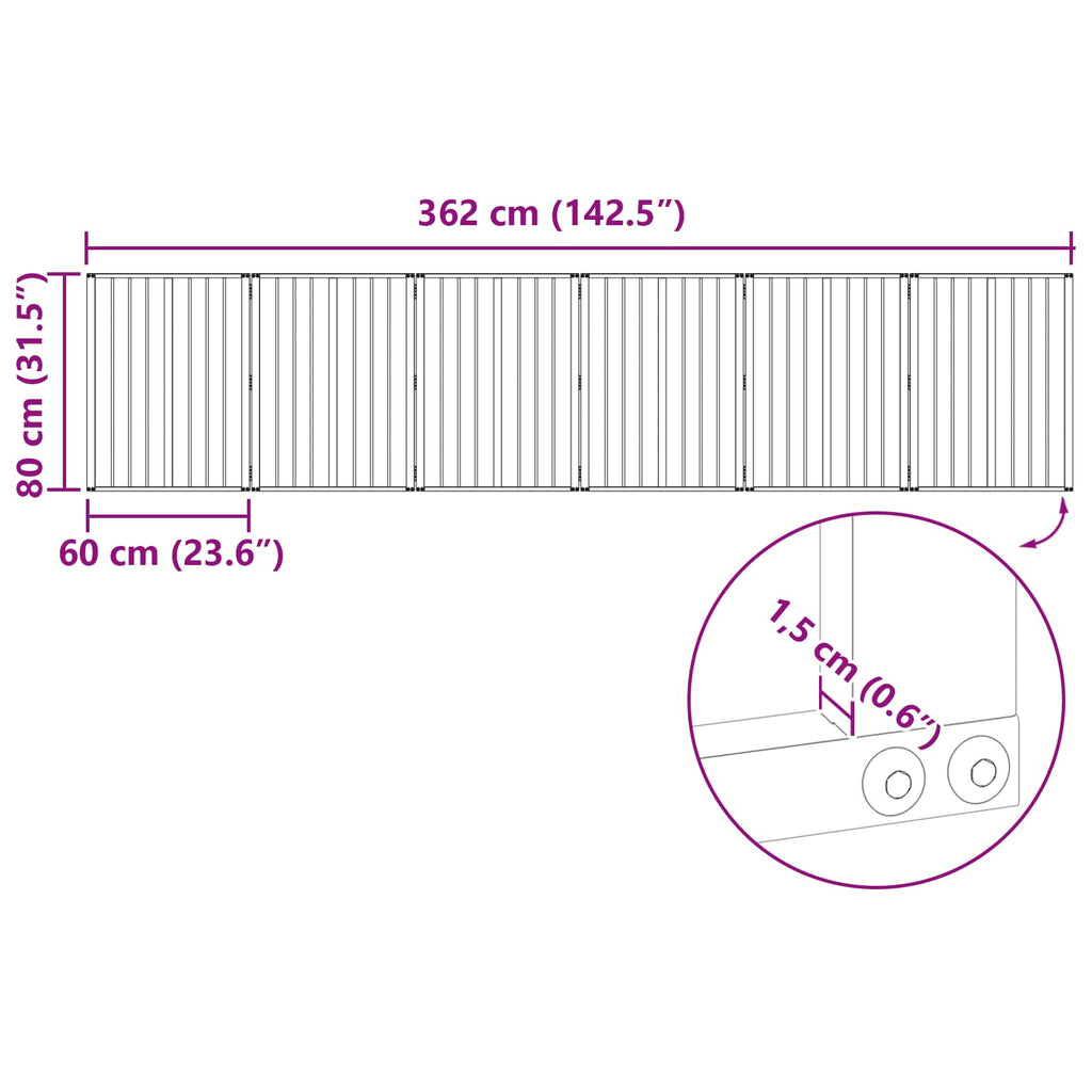 Hundetor 6 pcs Schwarz 60 x 80 cm Verzinkter Stahl