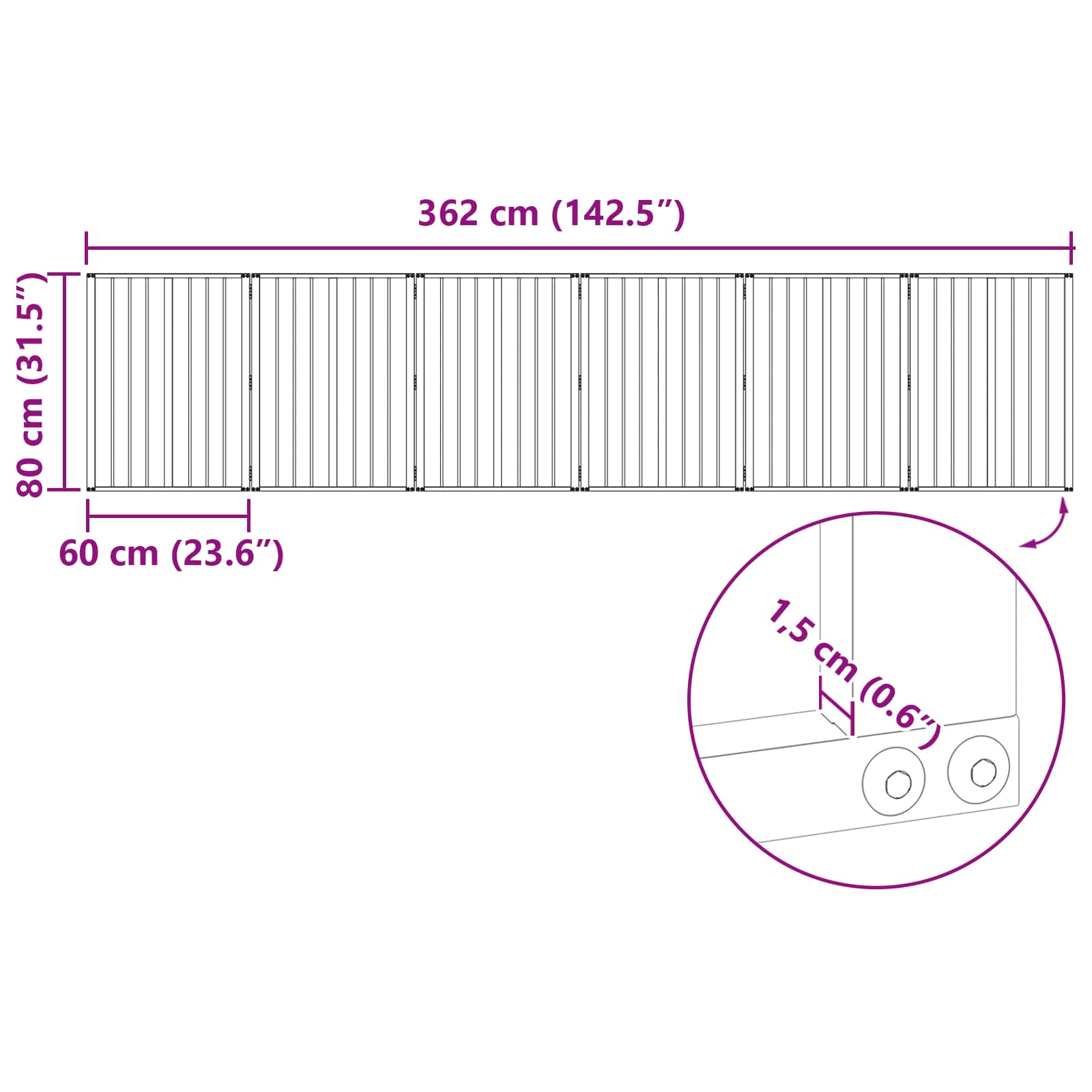 Hundetor 6 pcs Schwarz 60 x 80 cm Verzinkter Stahl