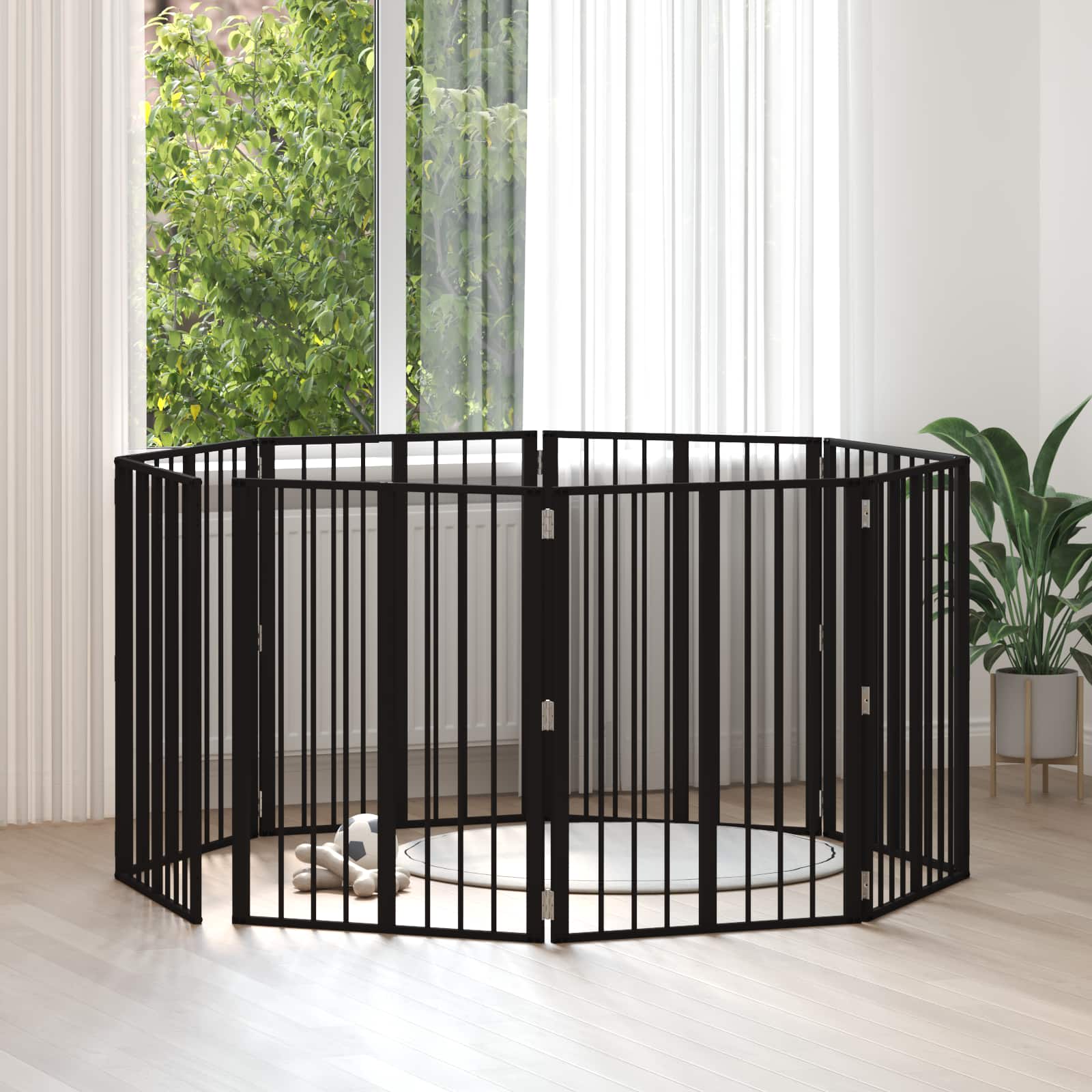 Hundetor 8 pcs Schwarz 60 x 80 cm Verzinkter Stahl