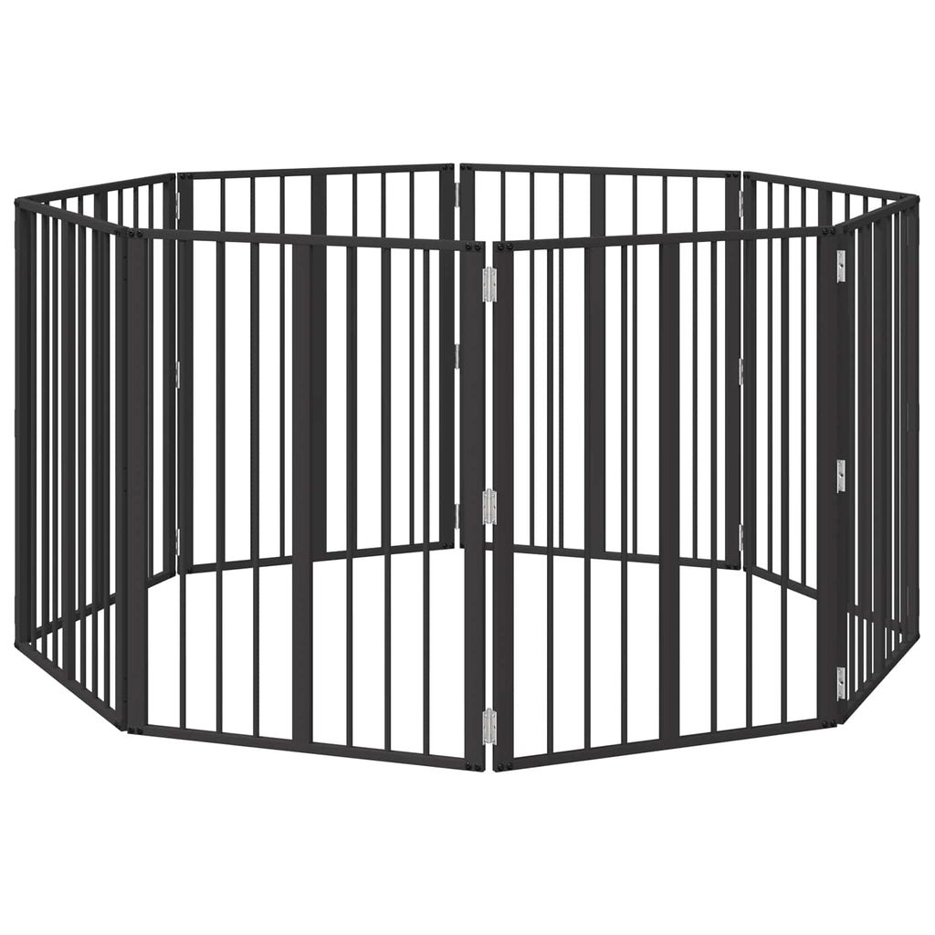 Hundetor 8 pcs Schwarz 60 x 80 cm Verzinkter Stahl