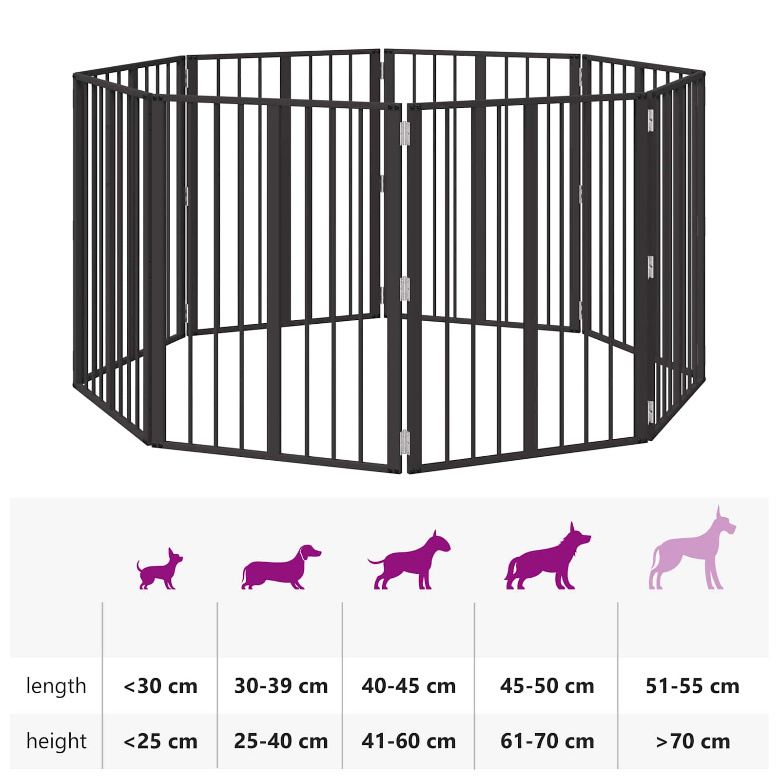 Hundetor 8 pcs Schwarz 60 x 80 cm Verzinkter Stahl