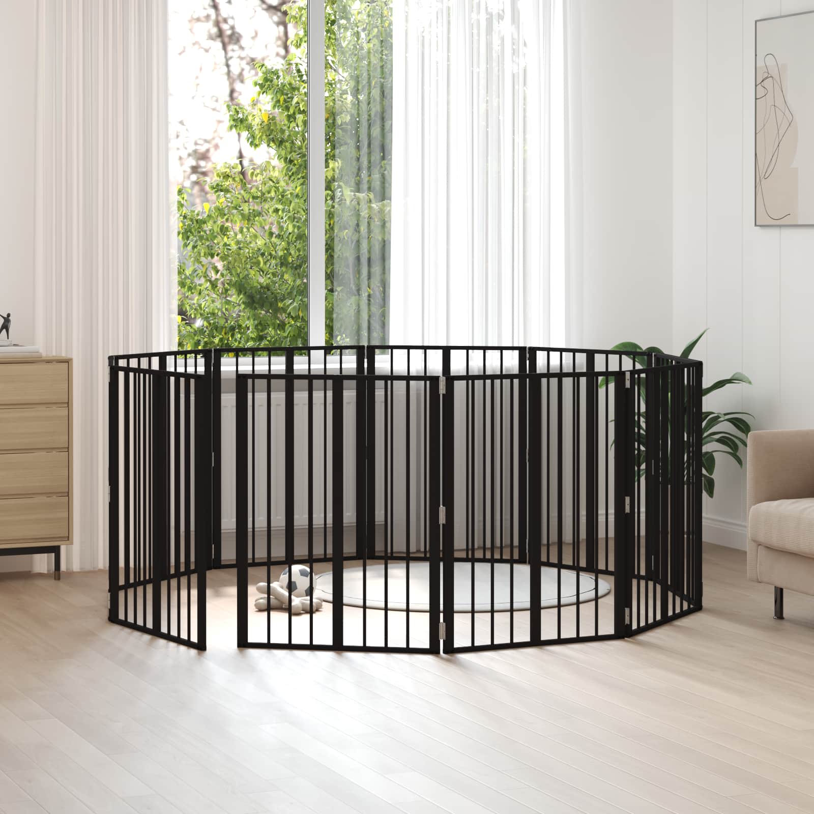 Hundetor 10 pcs Schwarz 60 x 80 cm Verzinkter Stahl