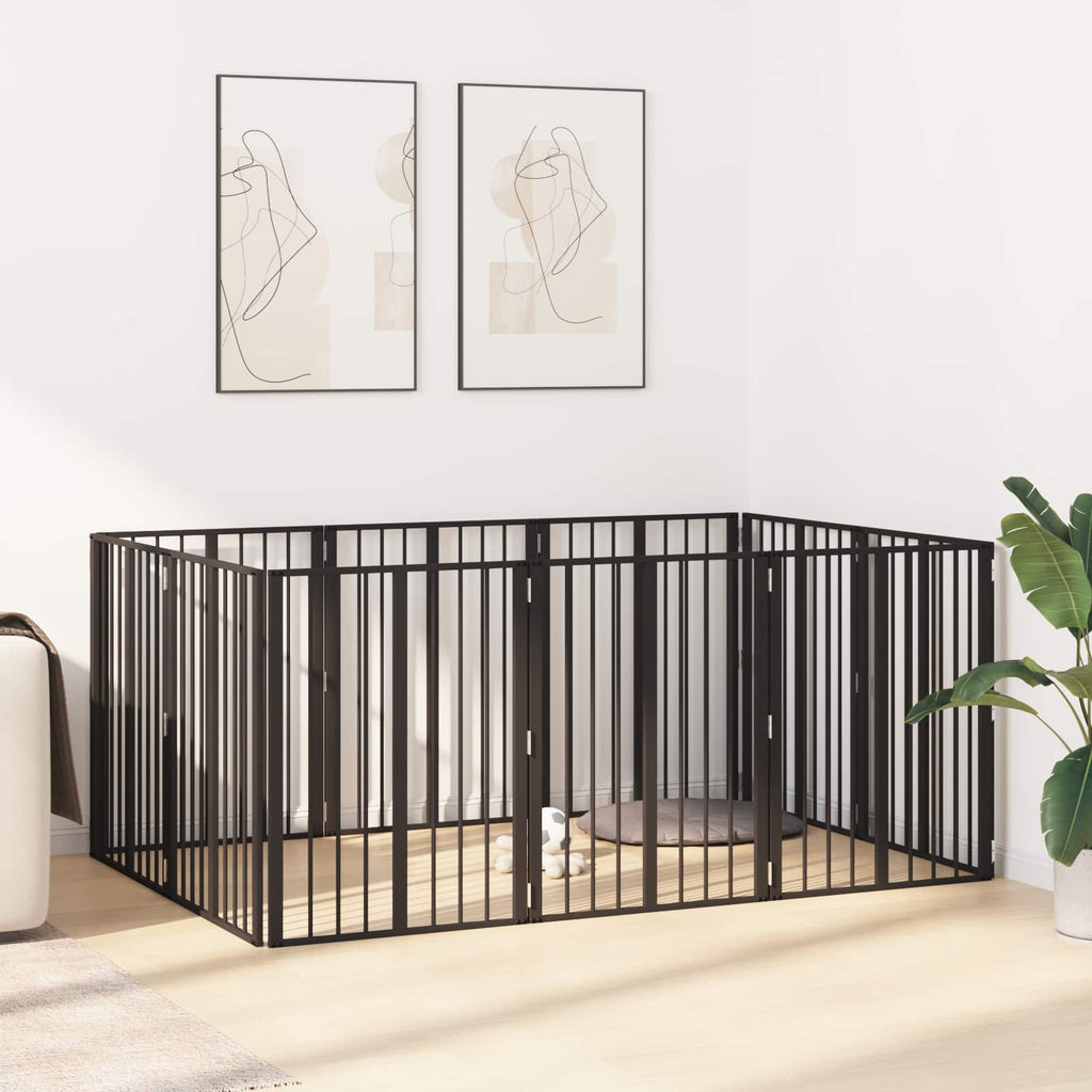 Hundetor 10 pcs Schwarz 60 x 80 cm Verzinkter Stahl