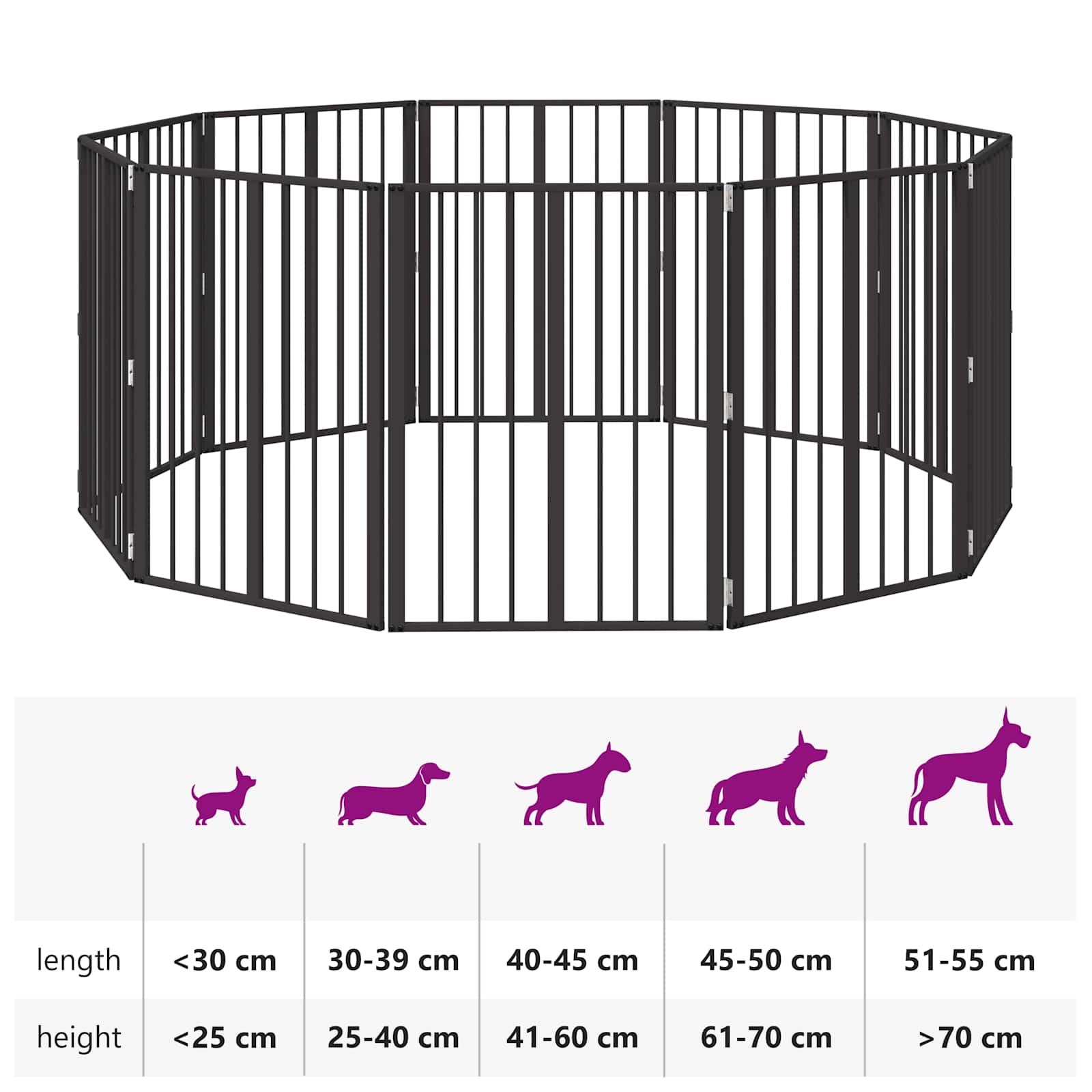 Hundetor 10 pcs Schwarz 60 x 80 cm Verzinkter Stahl