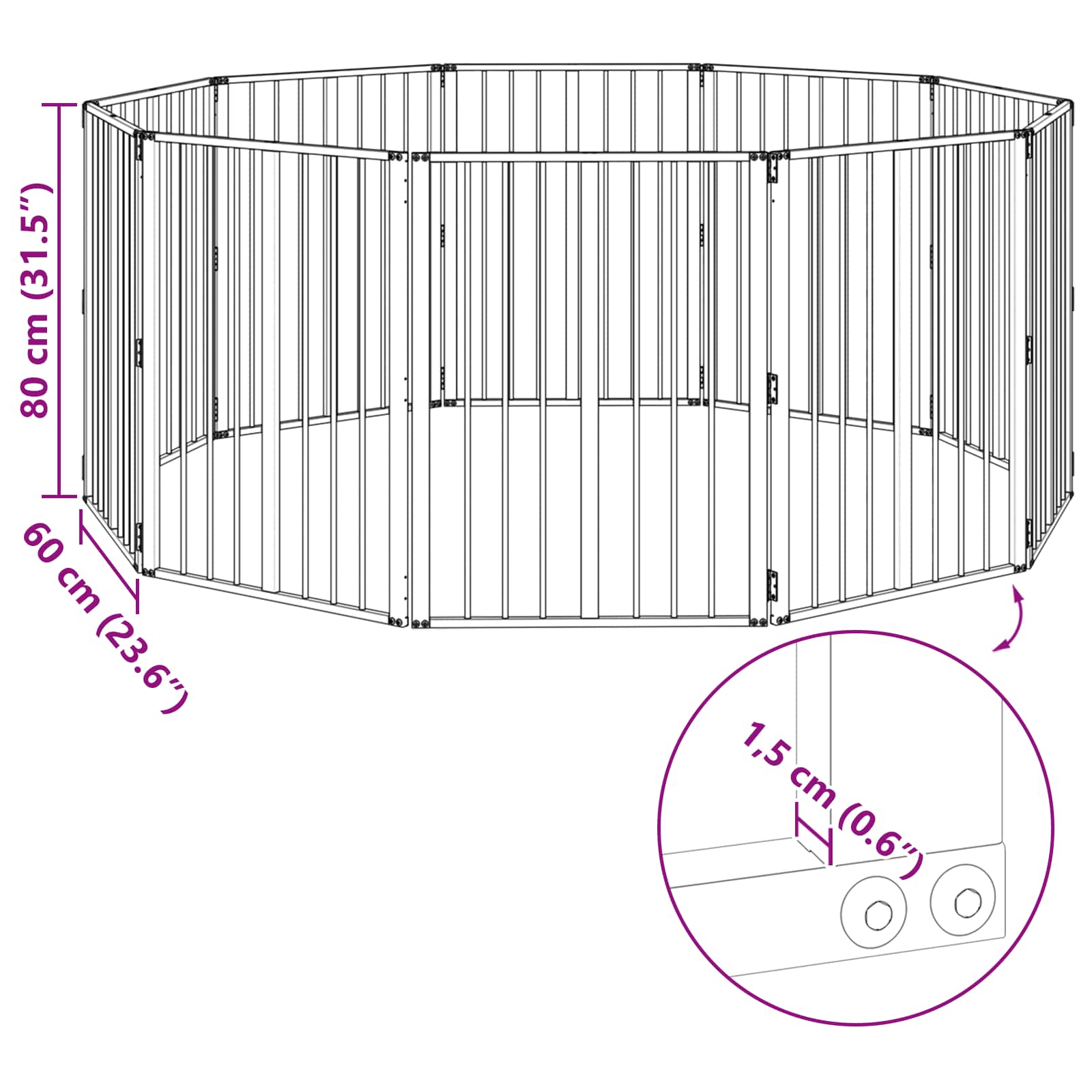 Hundetor 10 pcs Schwarz 60 x 80 cm Verzinkter Stahl