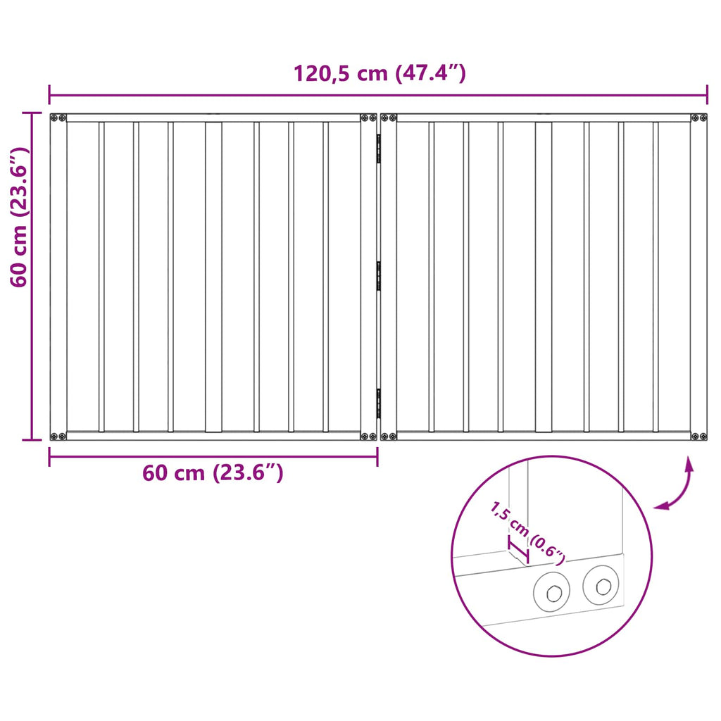 Hundetor 2 pcs Schwarz 60 x 60 cm Verzinkter Stahl