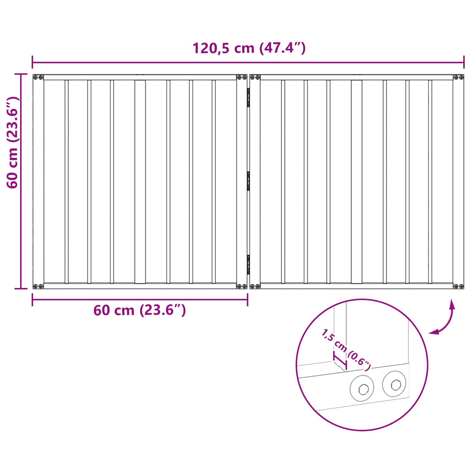 Hundetor 2 pcs Schwarz 60 x 60 cm Verzinkter Stahl