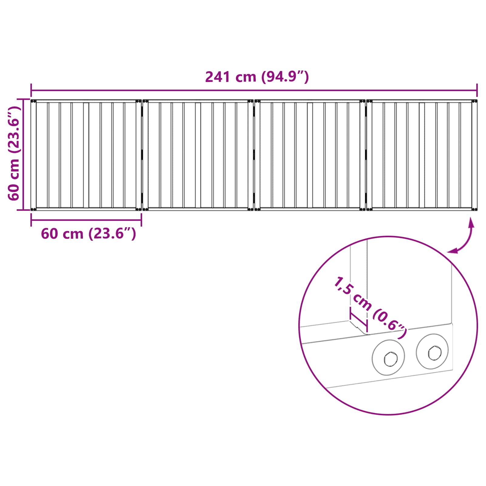 Hundetor 4 pcs Schwarz 60 x 60 cm Verzinkter Stahl
