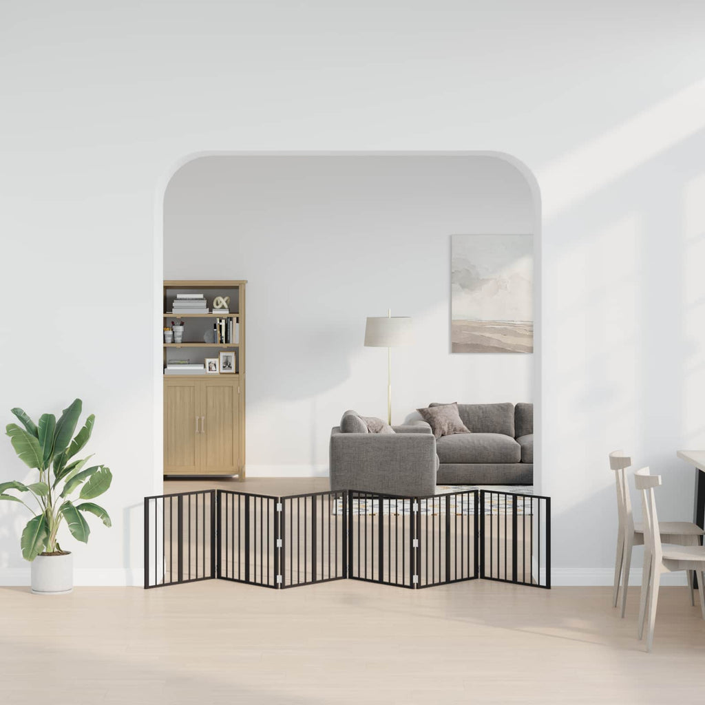 Hundetor 6 pcs Schwarz 60 x 60 cm Verzinkter Stahl