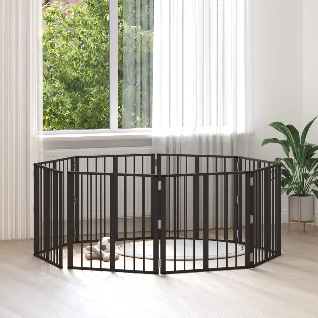 Hundetor 8 pcs Schwarz 60 x 60 cm Verzinkter Stahl