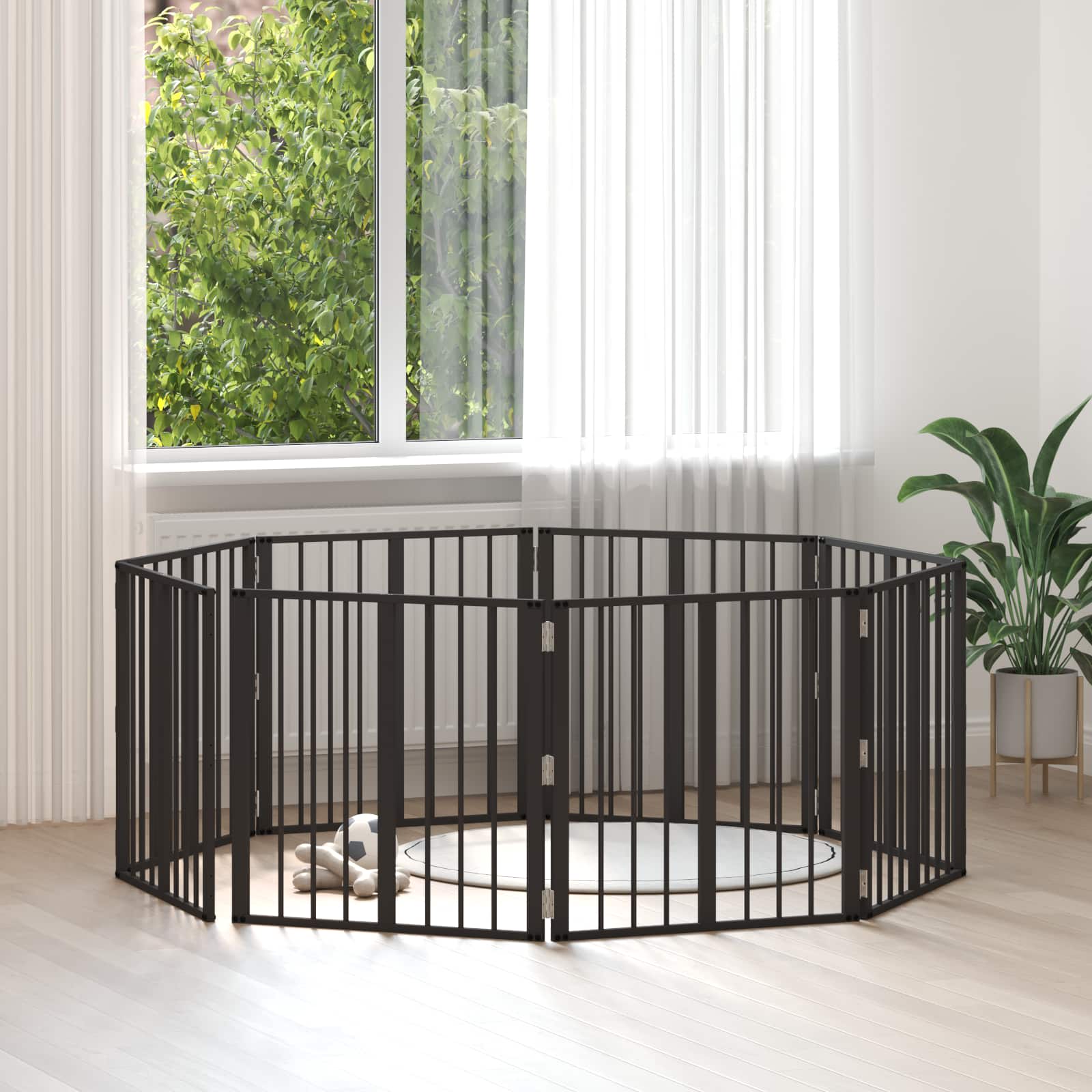 Hundetor 8 pcs Schwarz 60 x 60 cm Verzinkter Stahl