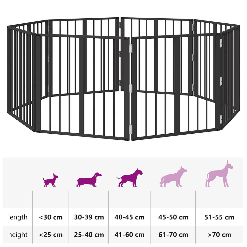 Hundetor 8 pcs Schwarz 60 x 60 cm Verzinkter Stahl