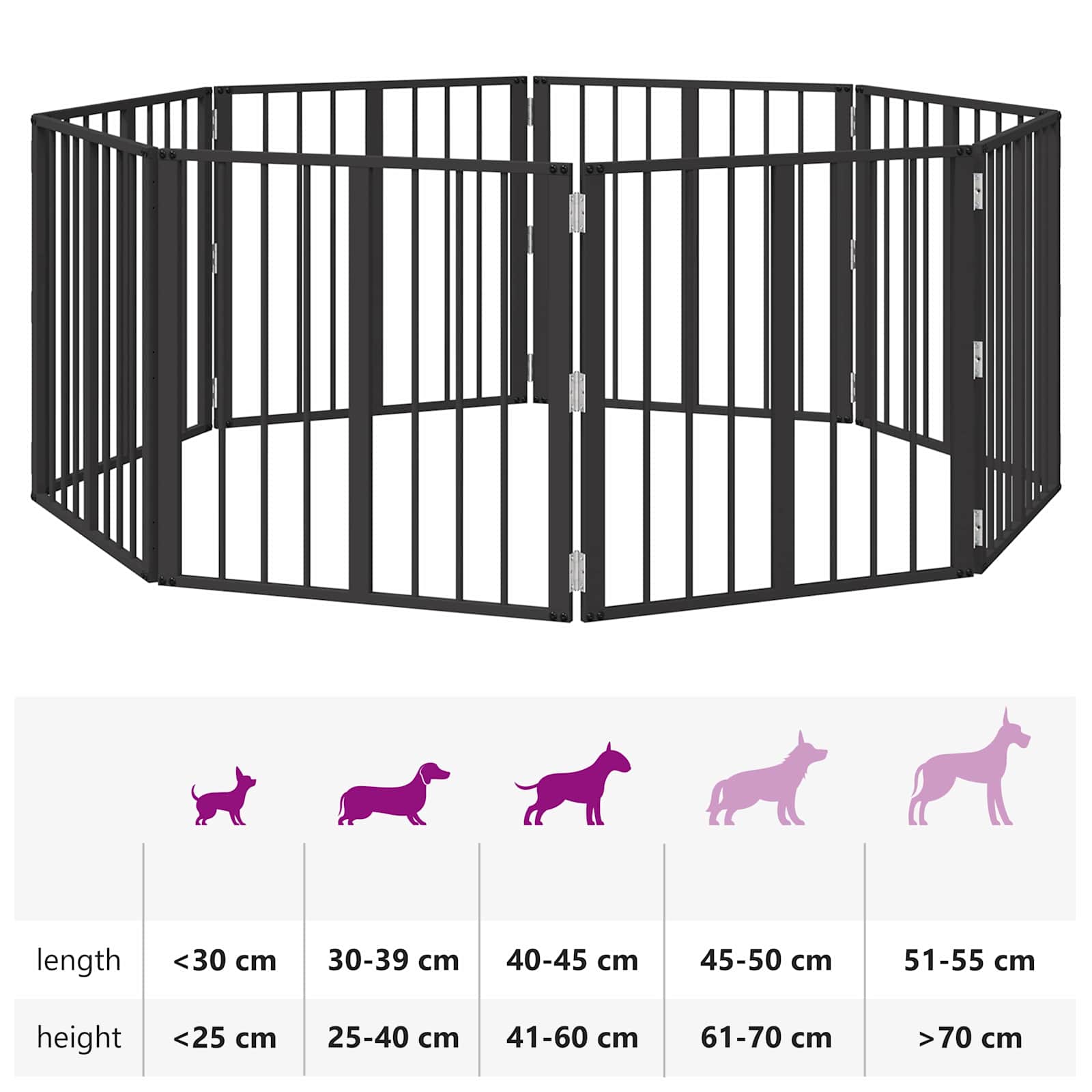 Hundetor 8 pcs Schwarz 60 x 60 cm Verzinkter Stahl