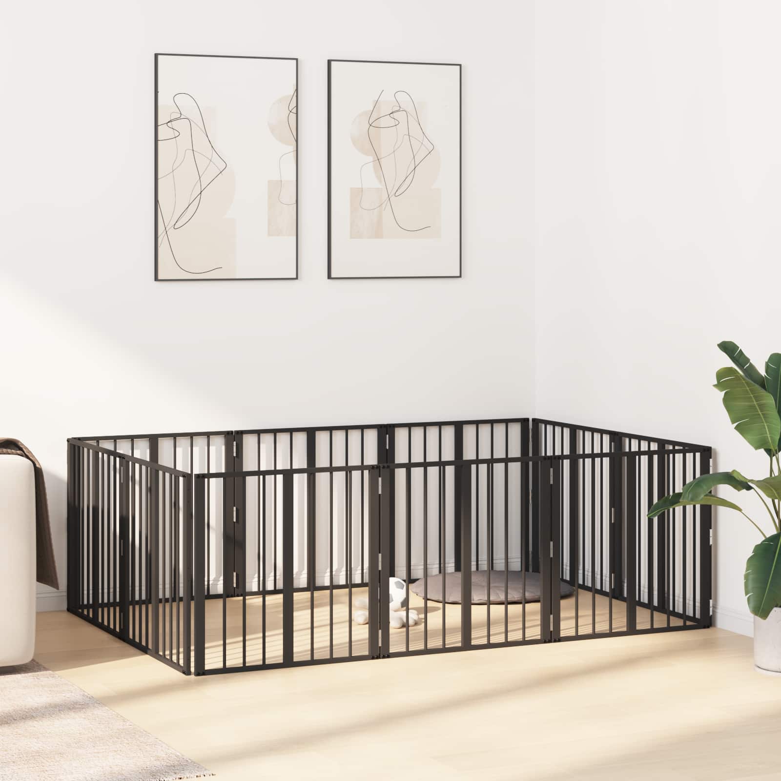 Hundetor 10 pcs Schwarz 60 x 60 cm Verzinkter Stahl