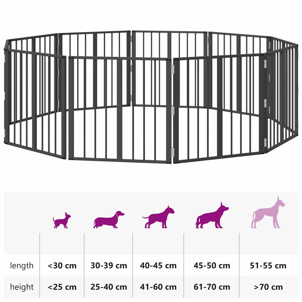 Hundetor 10 pcs Schwarz 60 x 60 cm Verzinkter Stahl