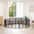 Hundetor 12 pcs Schwarz 60 x 60 cm Verzinkter Stahl