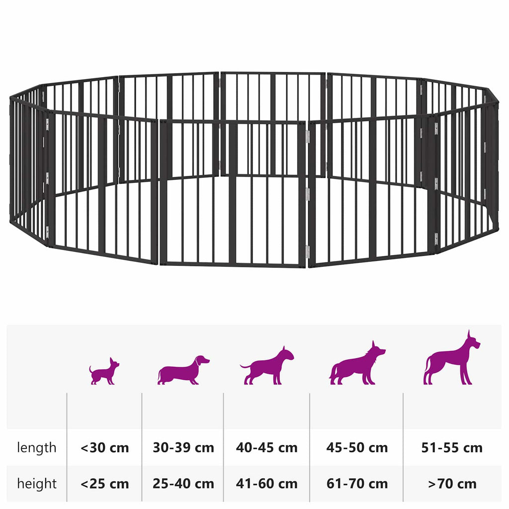 Hundetor 12 pcs Schwarz 60 x 60 cm Verzinkter Stahl
