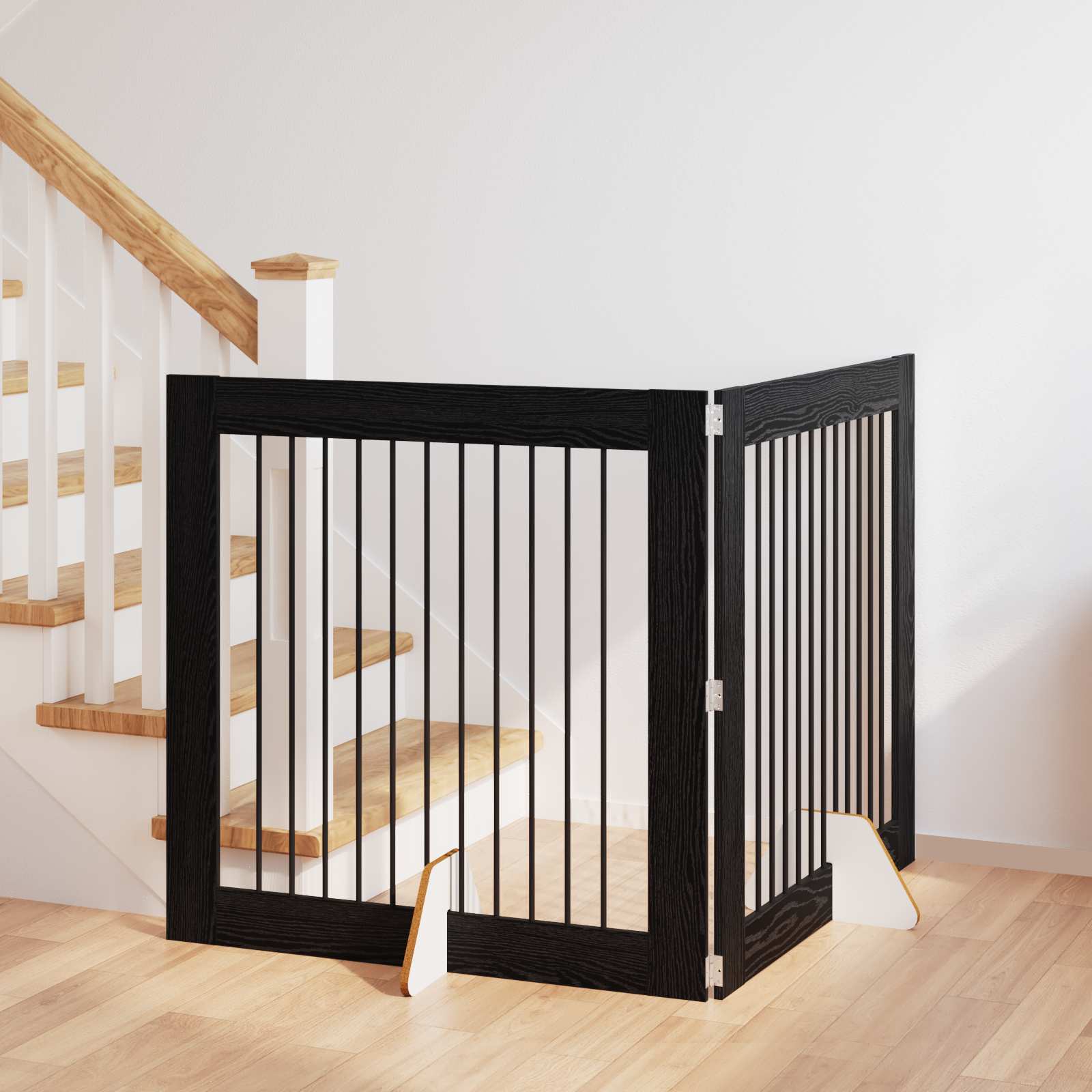 Klappbares Hundetor mit Ständern 2 pcs Schwarze Eiche 200,5 cm