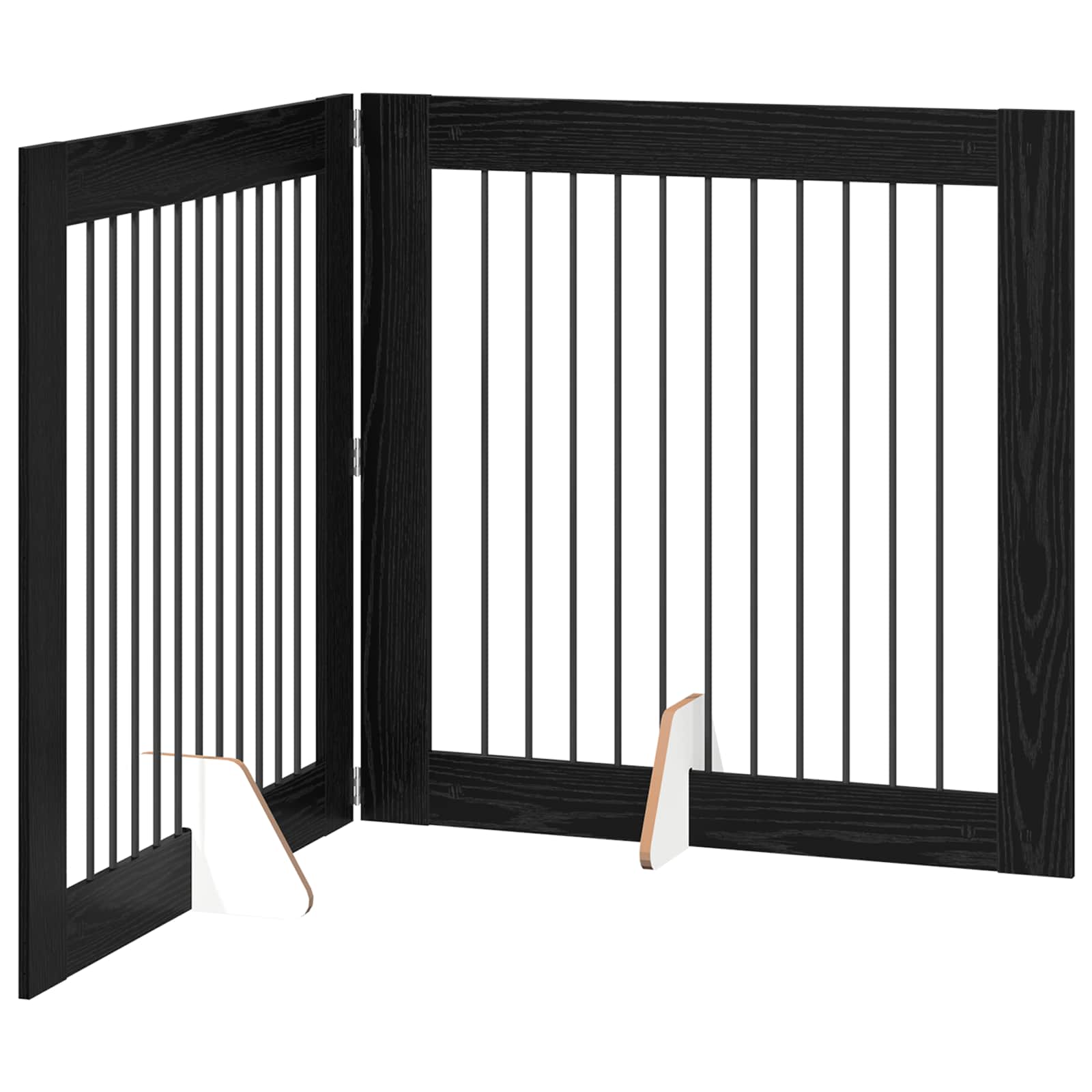 Klappbares Hundetor mit Ständern 2 pcs Schwarze Eiche 200,5 cm