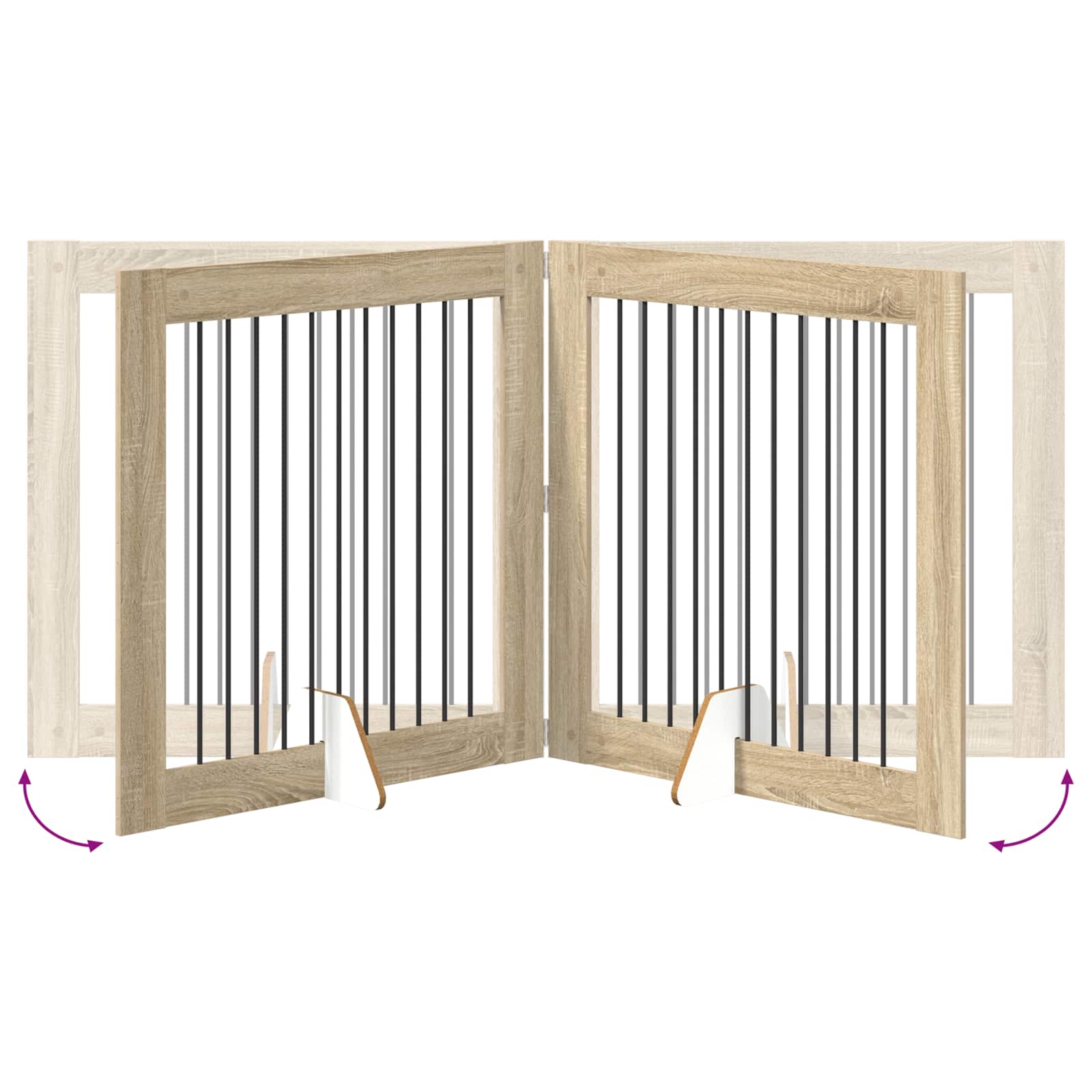 Klappbares Hundetor mit Ständern 2 pcs Sonoma-Eiche 200,5 cm