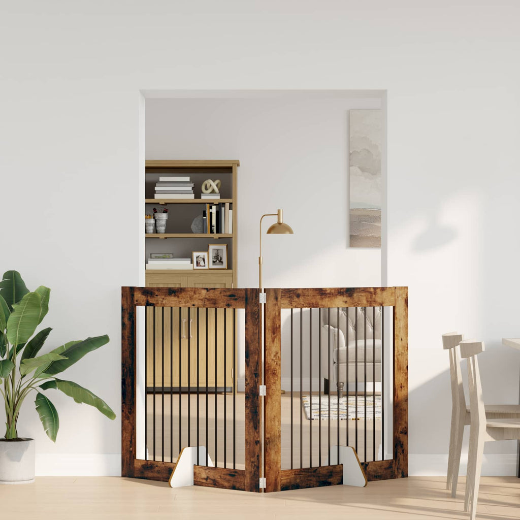 Klappbares Hundetor mit Ständern 2 pcs Geräucherte Eiche