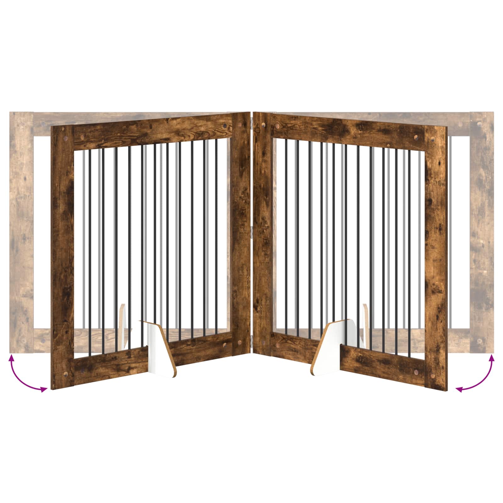 Klappbares Hundetor mit Ständern 2 pcs Geräucherte Eiche