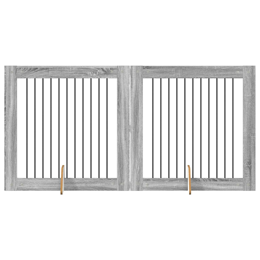 Klappbares Hundetor mit Ständern 2 pcs Graues Sonoma 200,5 cm