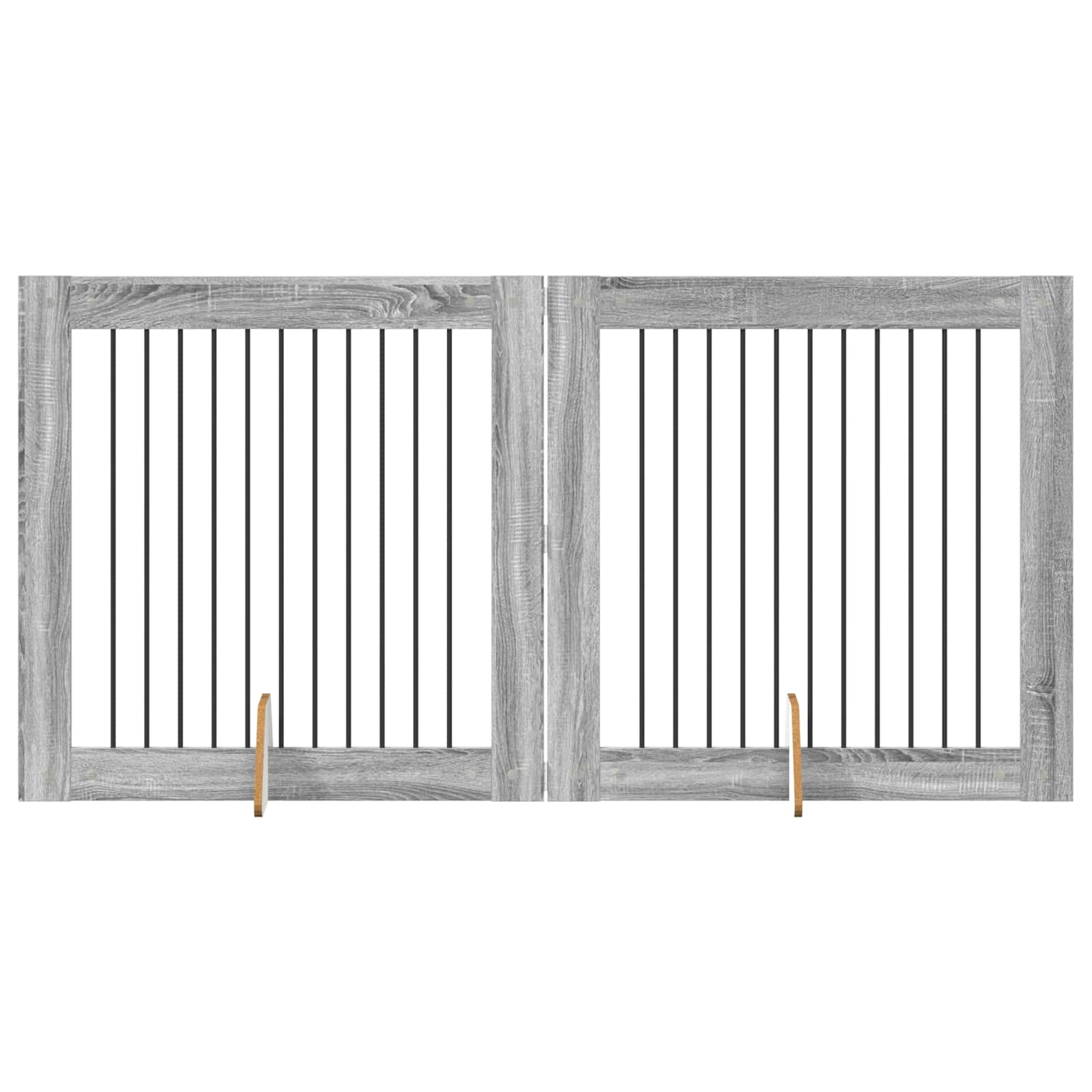 Klappbares Hundetor mit Ständern 2 pcs Graues Sonoma 200,5 cm