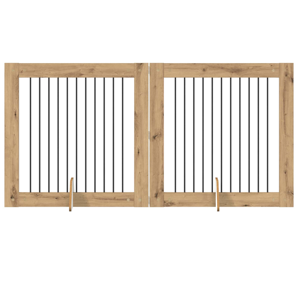 Klappbares Hundetor mit Ständern 2 pcs Artisan-Eiche 200,5 cm