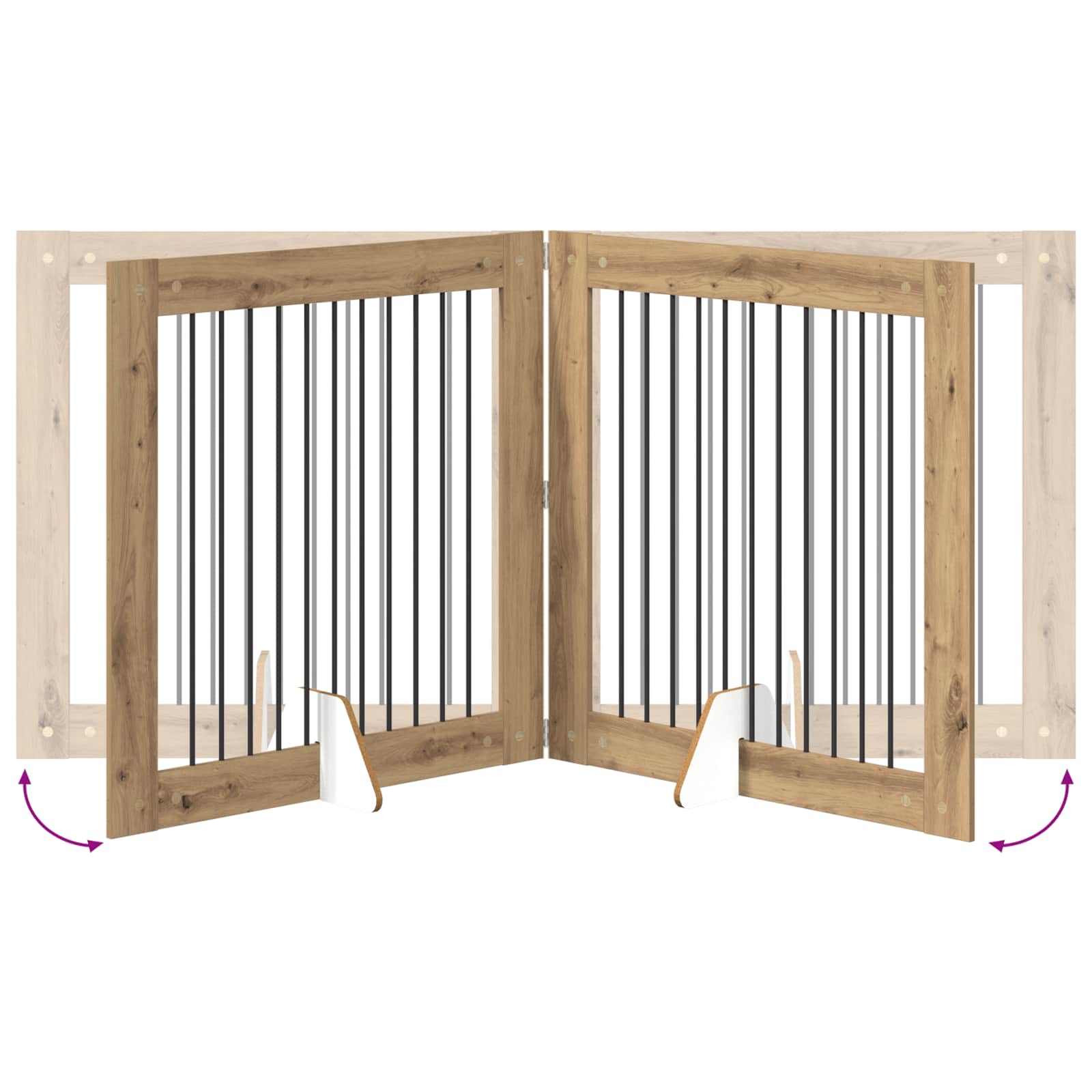 Klappbares Hundetor mit Ständern 2 pcs Artisan-Eiche 200,5 cm