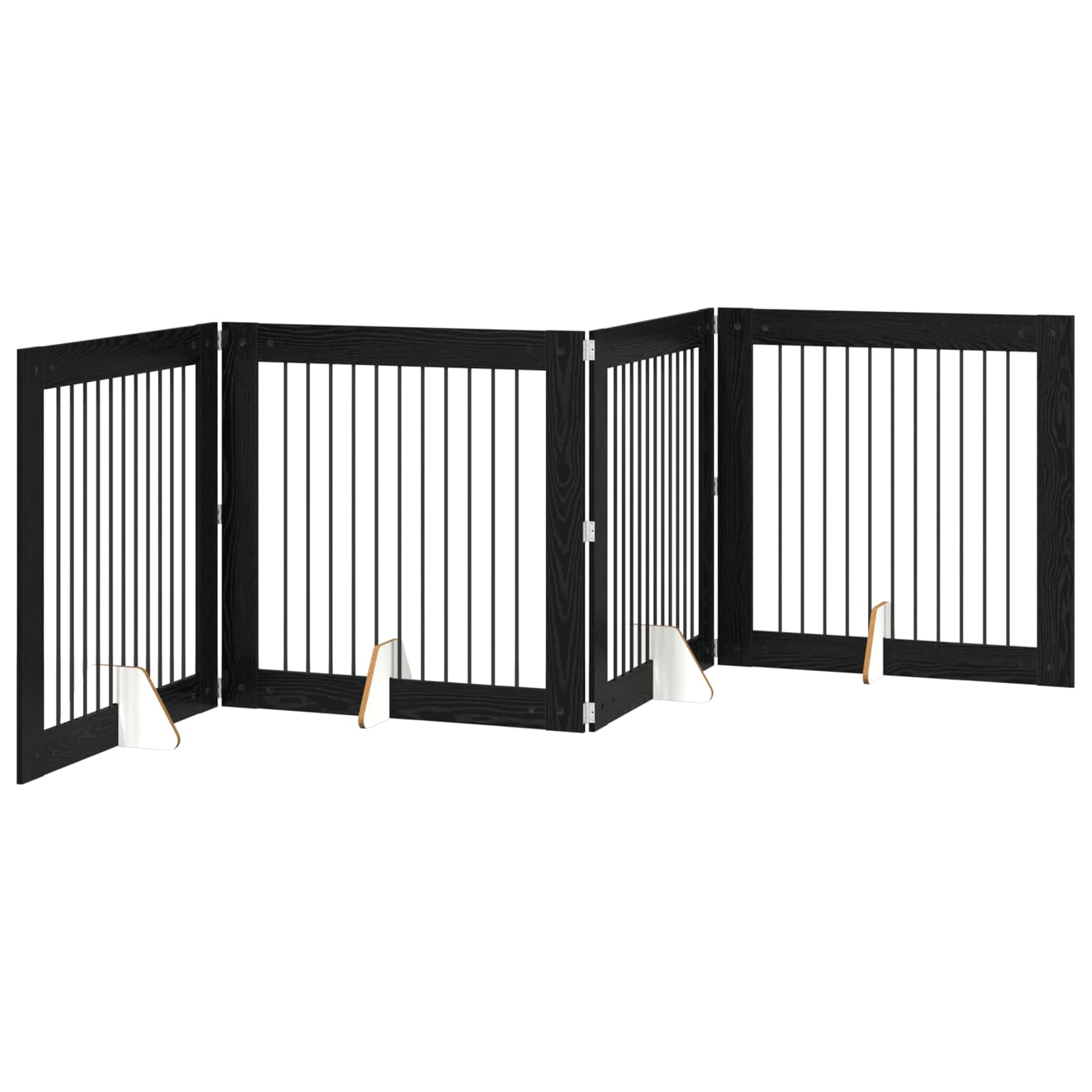 Klappbares Hundetor mit Ständern 4 pcs Schwarze Eiche 401 cm