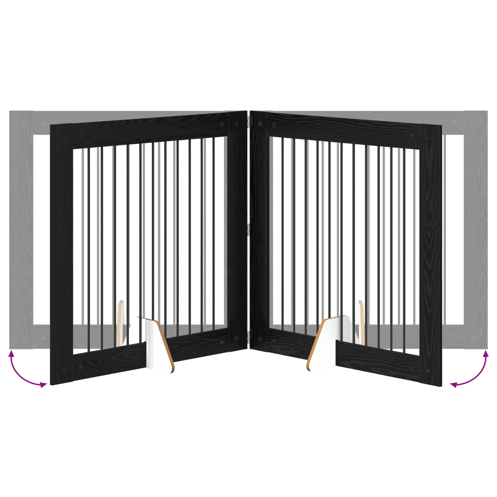 Klappbares Hundetor mit Ständern 4 pcs Schwarze Eiche 401 cm