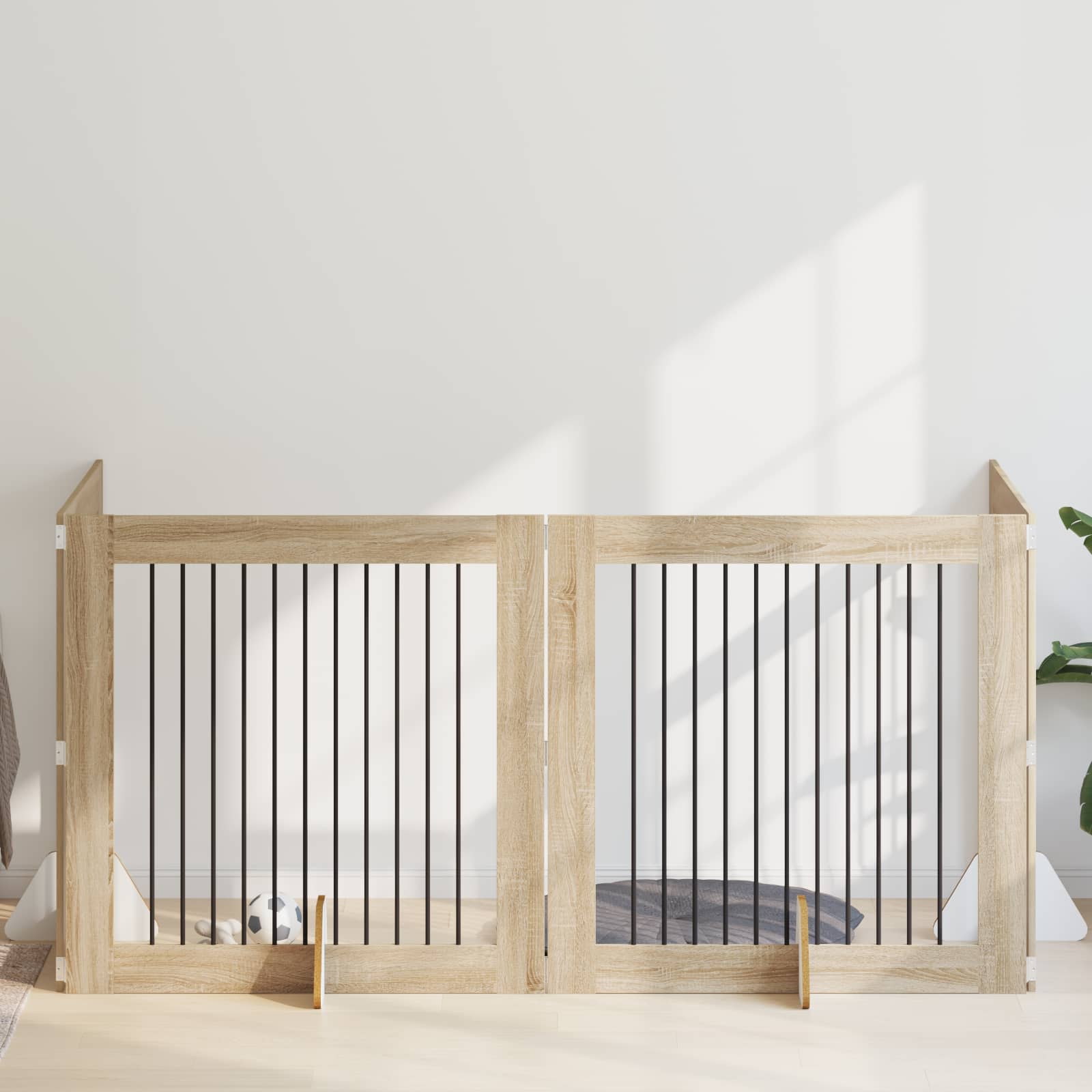 Klappbares Hundetor mit Ständern 4 pcs Sonoma-Eiche 401 cm
